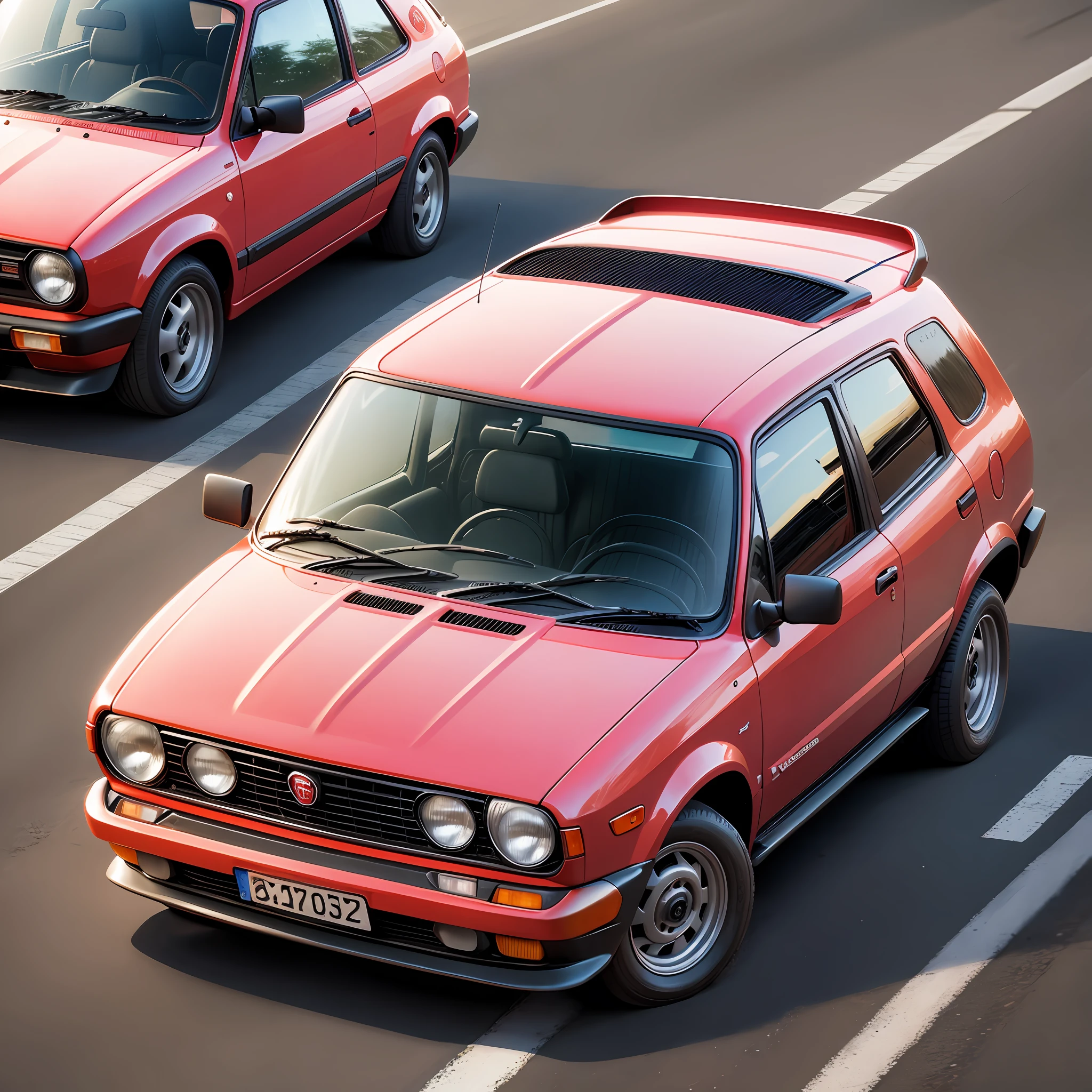 A red Fiat Uno. Photorealistic image. --auto --s2