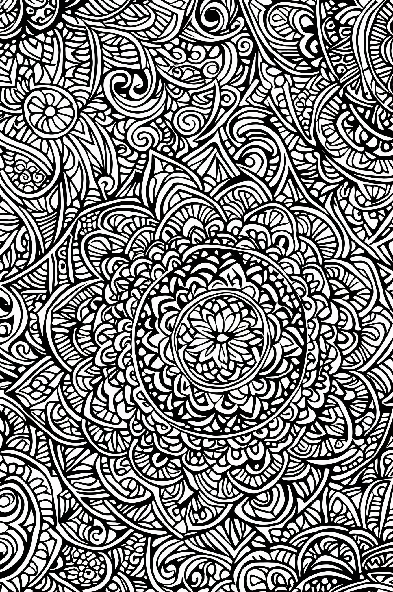 Mandala, Black and White Patterns coloring page