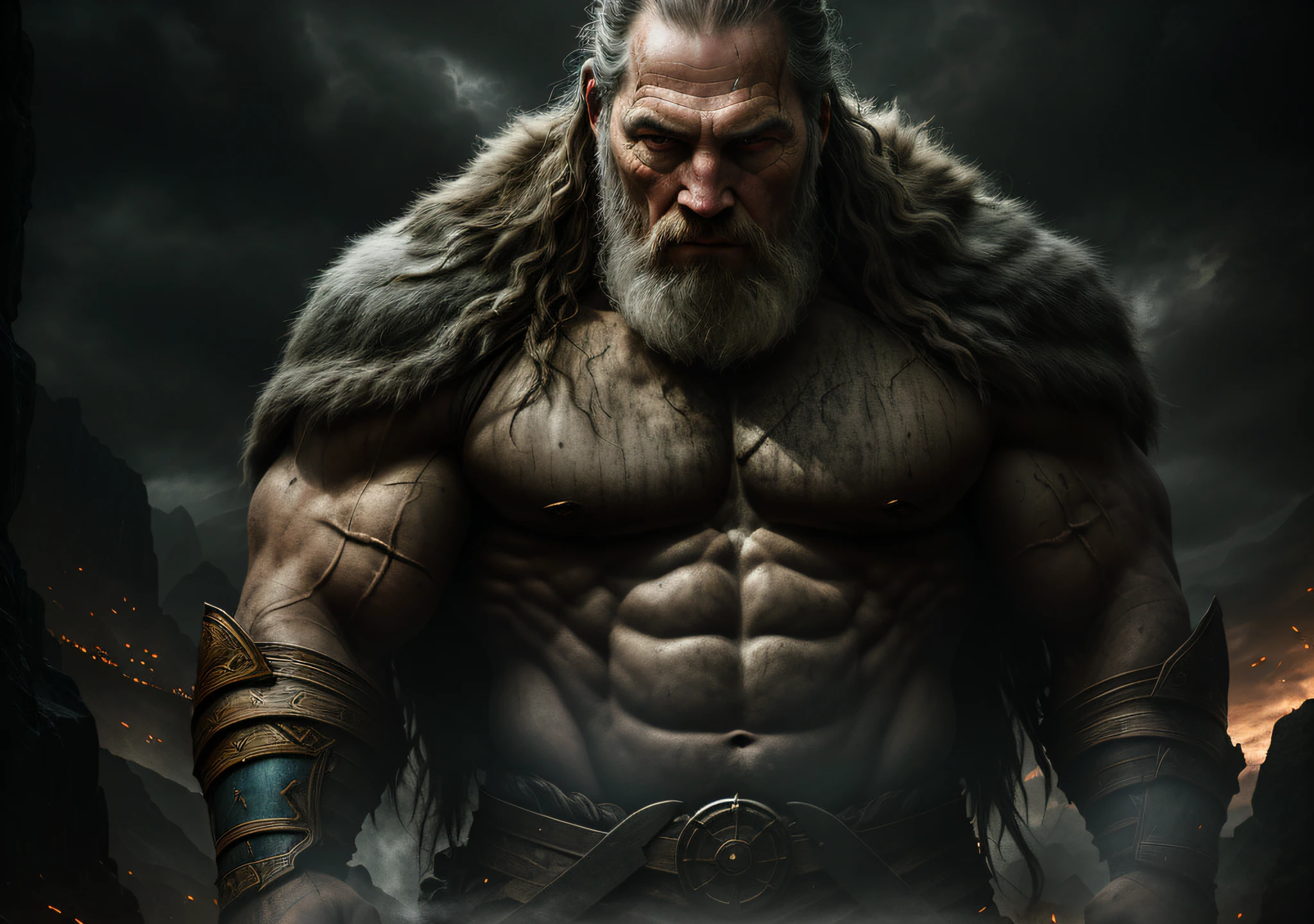 GIANT OF NOAH'S TIME Dark photo: realistic epic, soft cinematic portrait, adobe lightroom, photographic lab, highly detailed, faded, (neutral colors: 1.2), (hdr: 1.4), (soft colors:1.2), hyperdetailed, (artstation:1.4), cinematic, warm lights, dramatic light, (intricate details:1.1), complex background, (rutkowski:0.66), (blue and orange:0.4)