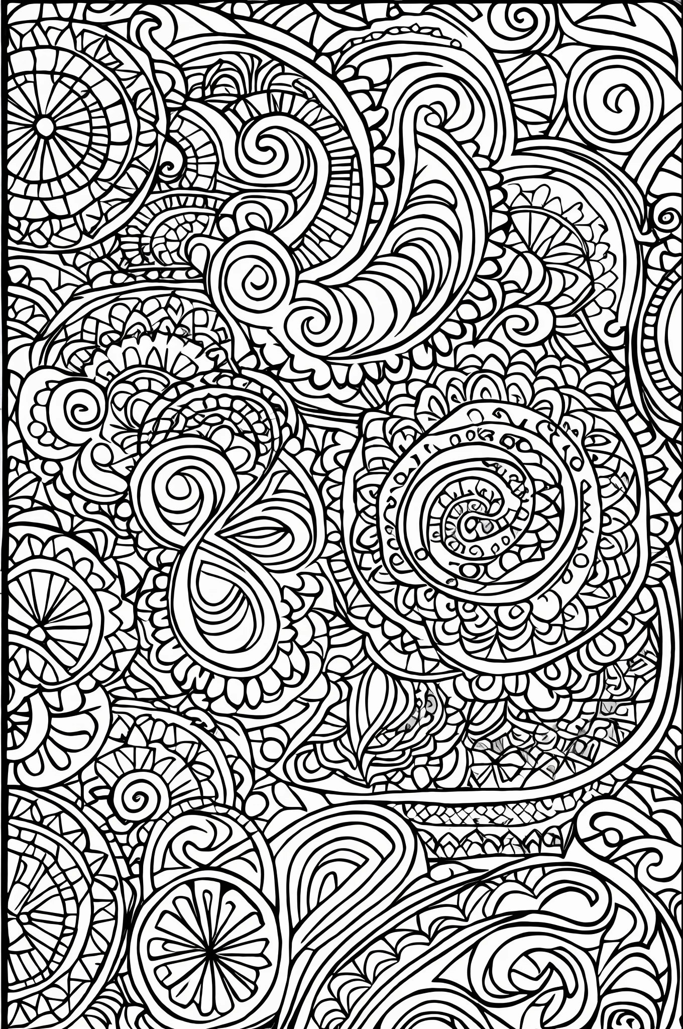 adult coloring page, abstract, patterns, random, ink, artwork