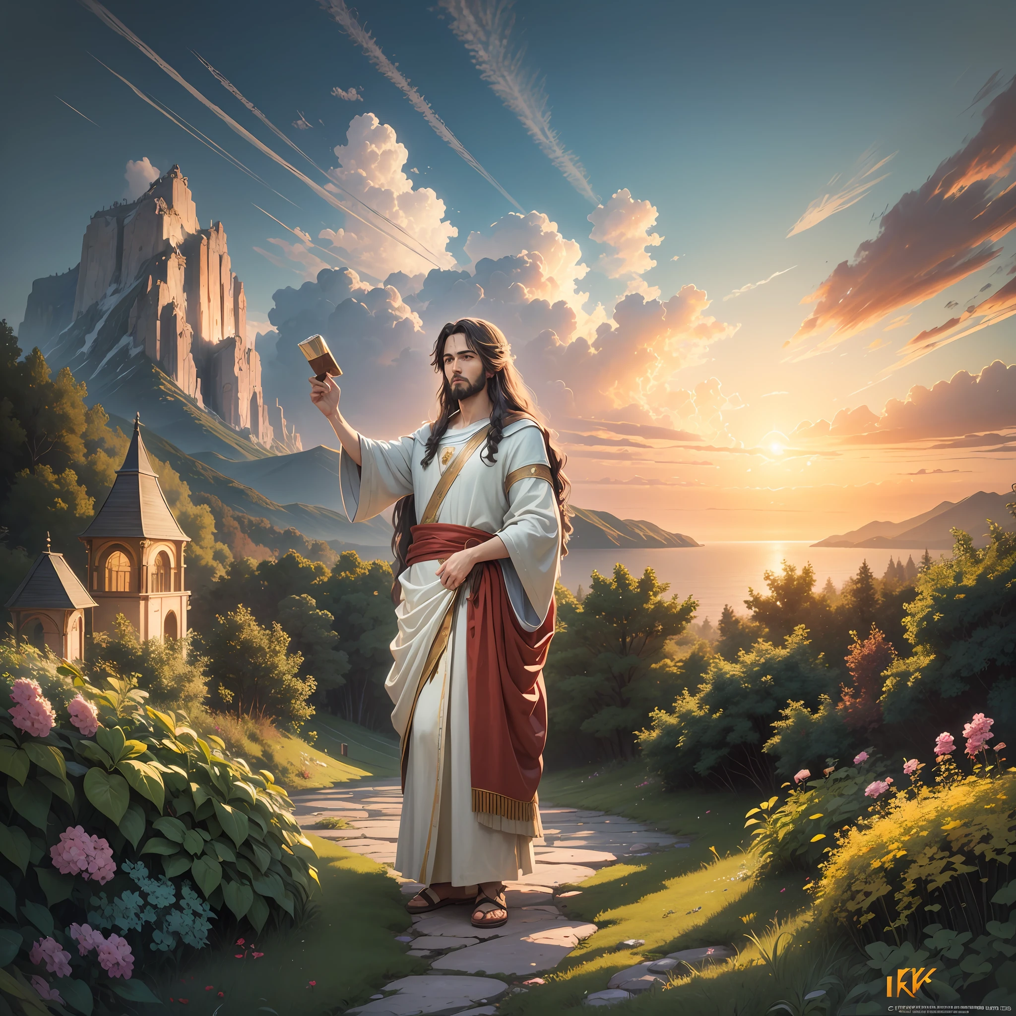 masterpiece, best quality, high quality, extremely detailed CG unit 8k wallpaper a beautiful landscape paiting oil, award-winning photography. Jesus Christ the Messiah. --auto --s2