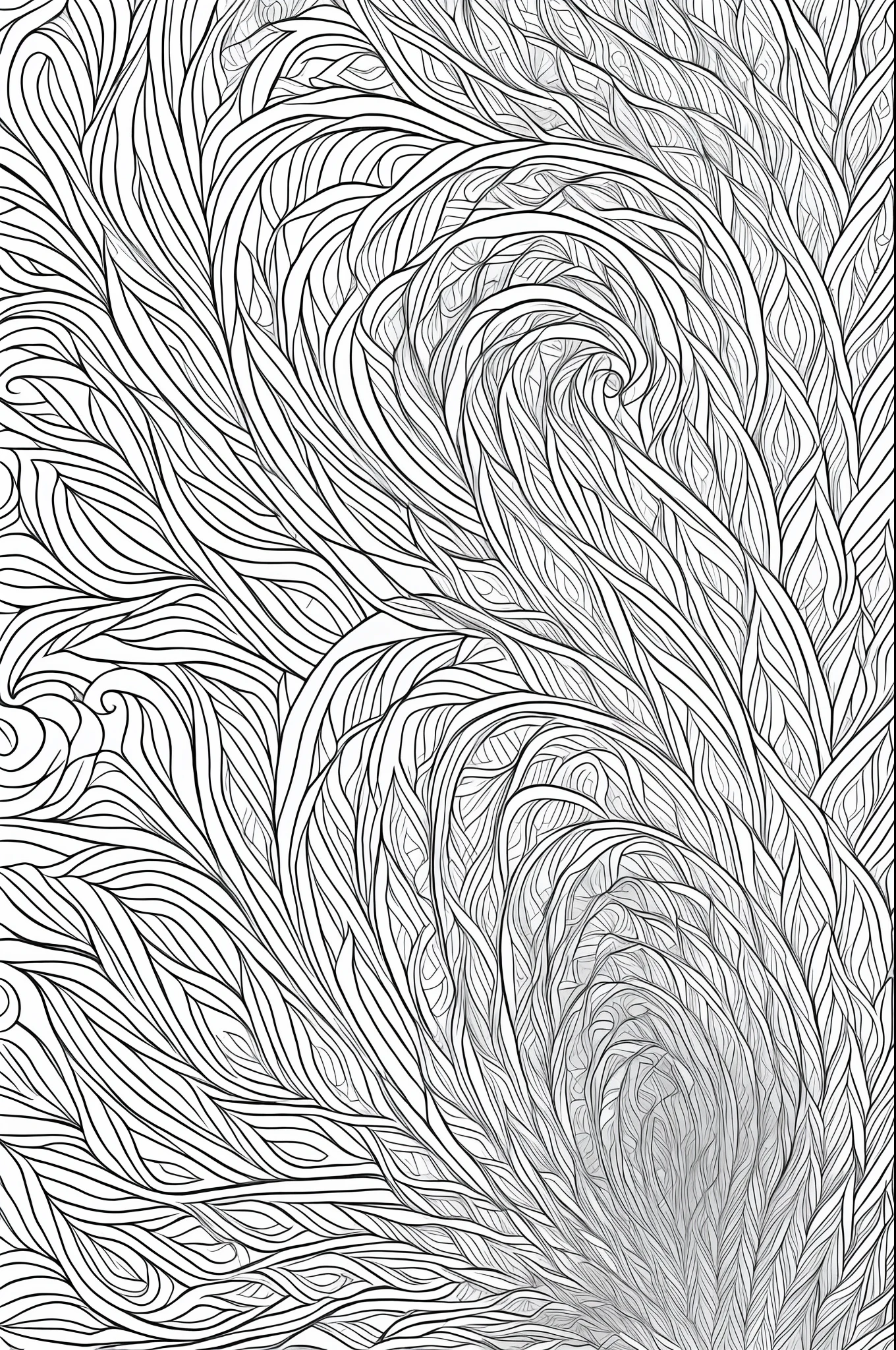 Adult coloring page, spiral, ink, artwork