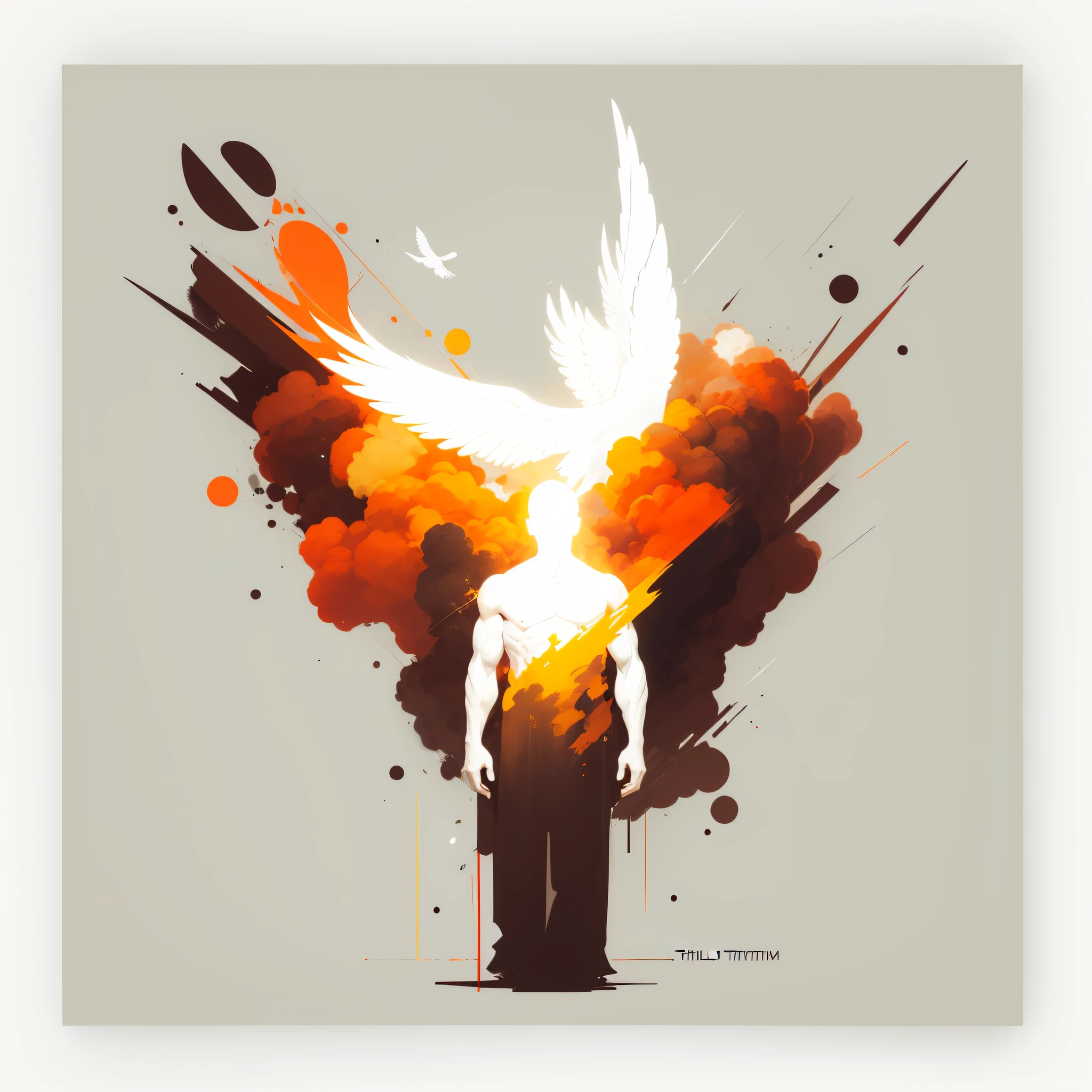 Man being enveloped by the Holy Spirit (TRINITY), minimalist, two-dimensional --auto --s2