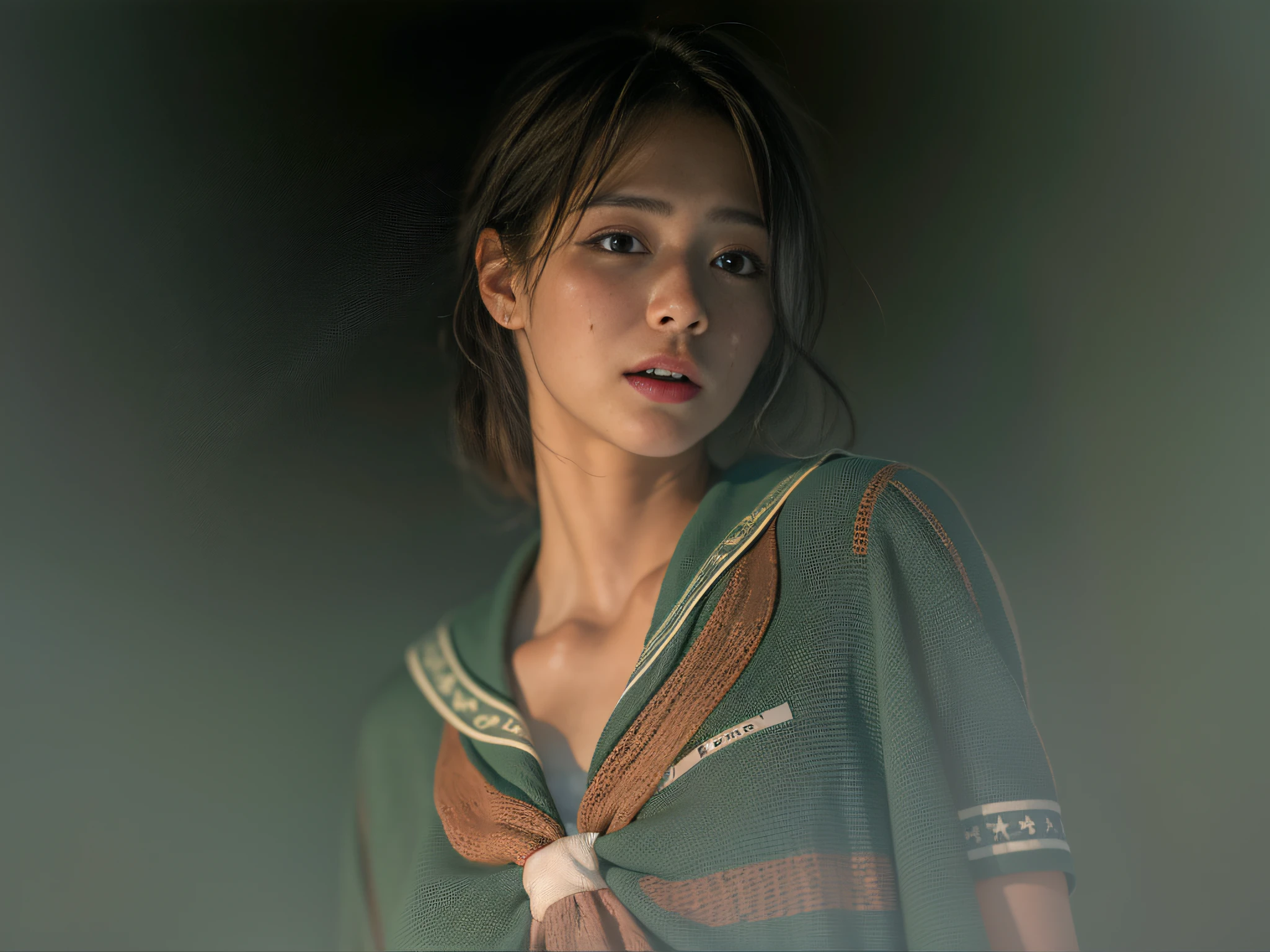 (16 years old, face full of fear)) (8K, top quality, masterpiece: 1.2), (very surprised look, eyes wide open in surprise, black eyes, very frightened), (realistic, photorealistic: 1.37), ultra detail, top quality, ultra high resolution, professional lighting, photon mapping, radiosity, physically based rendering, movie lighting, cellar clothes, depth of field, focusing, sun rays, good composition , (Bokeh: 1.2), One Girl, (Full Body), (Beautiful Japan Woman), Beautiful Eyes, Pose, Constriction, Whitening Skin, Black Hair, Empty Hair, Long Hair Fluttering in the Wind, (Urzan-6500: 1.2) Mix 4, Hick Body, (Painful Face, Crying Face))