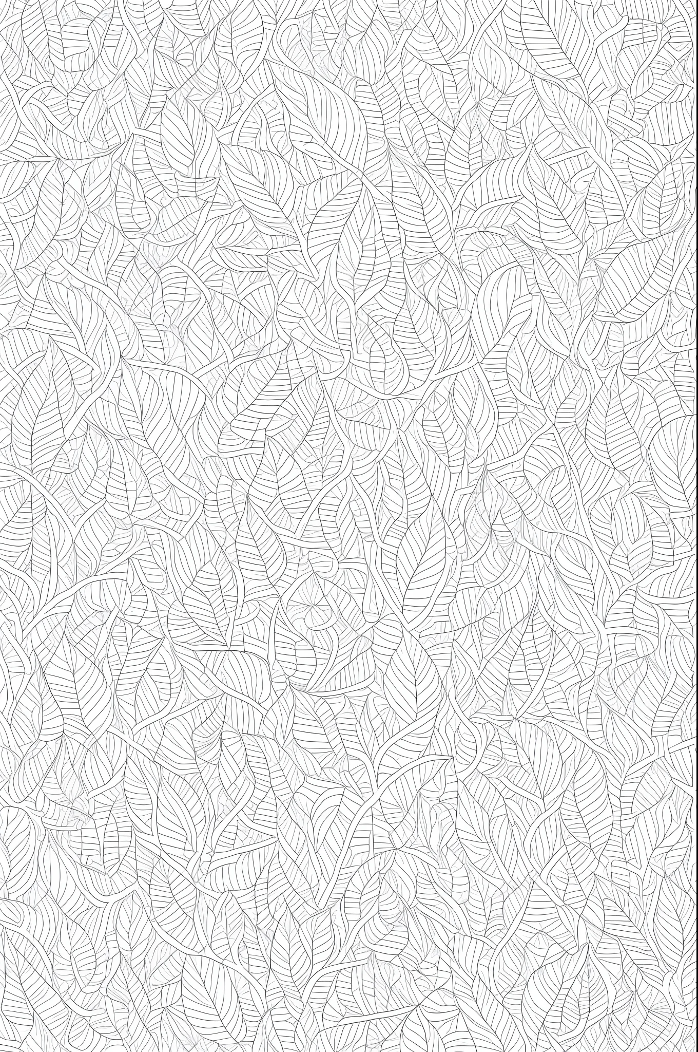 coloring page for adults, leaves, nature, pattern