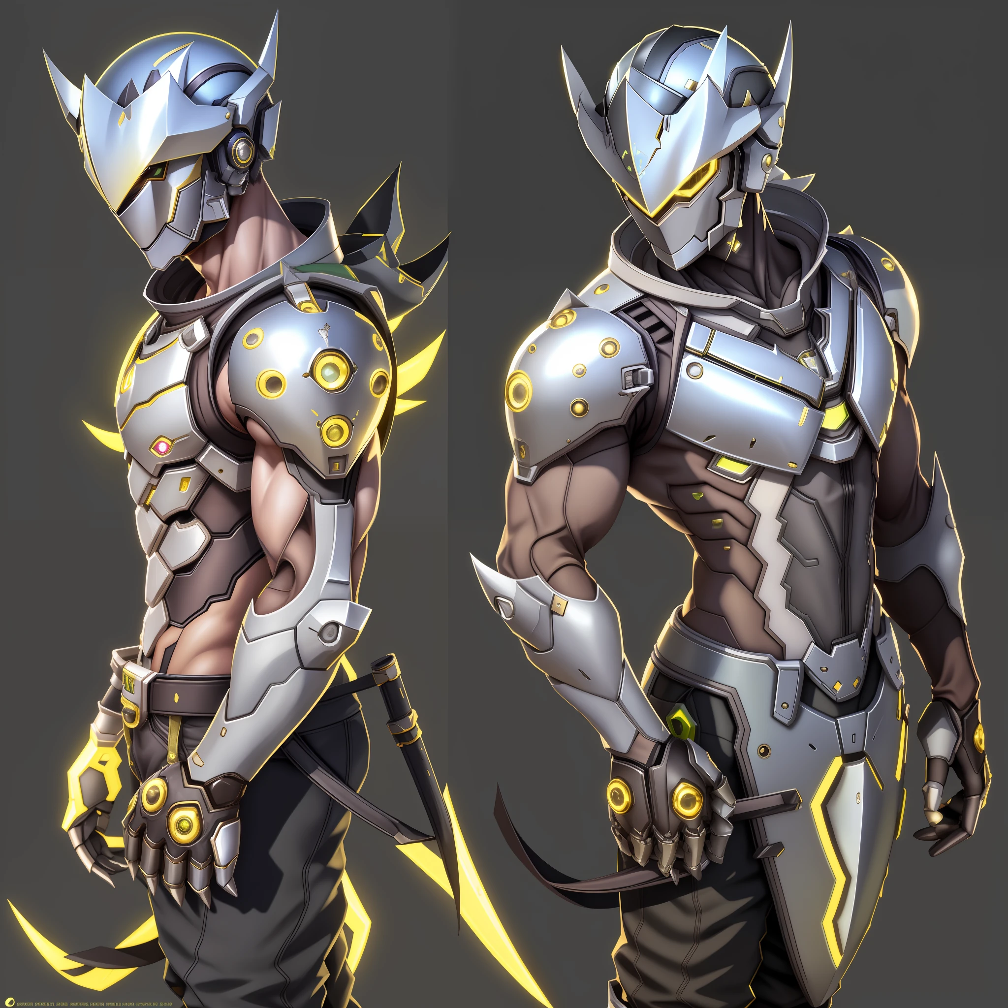 Bugattiai, Genji, shiny gold armor, shiny, detailed