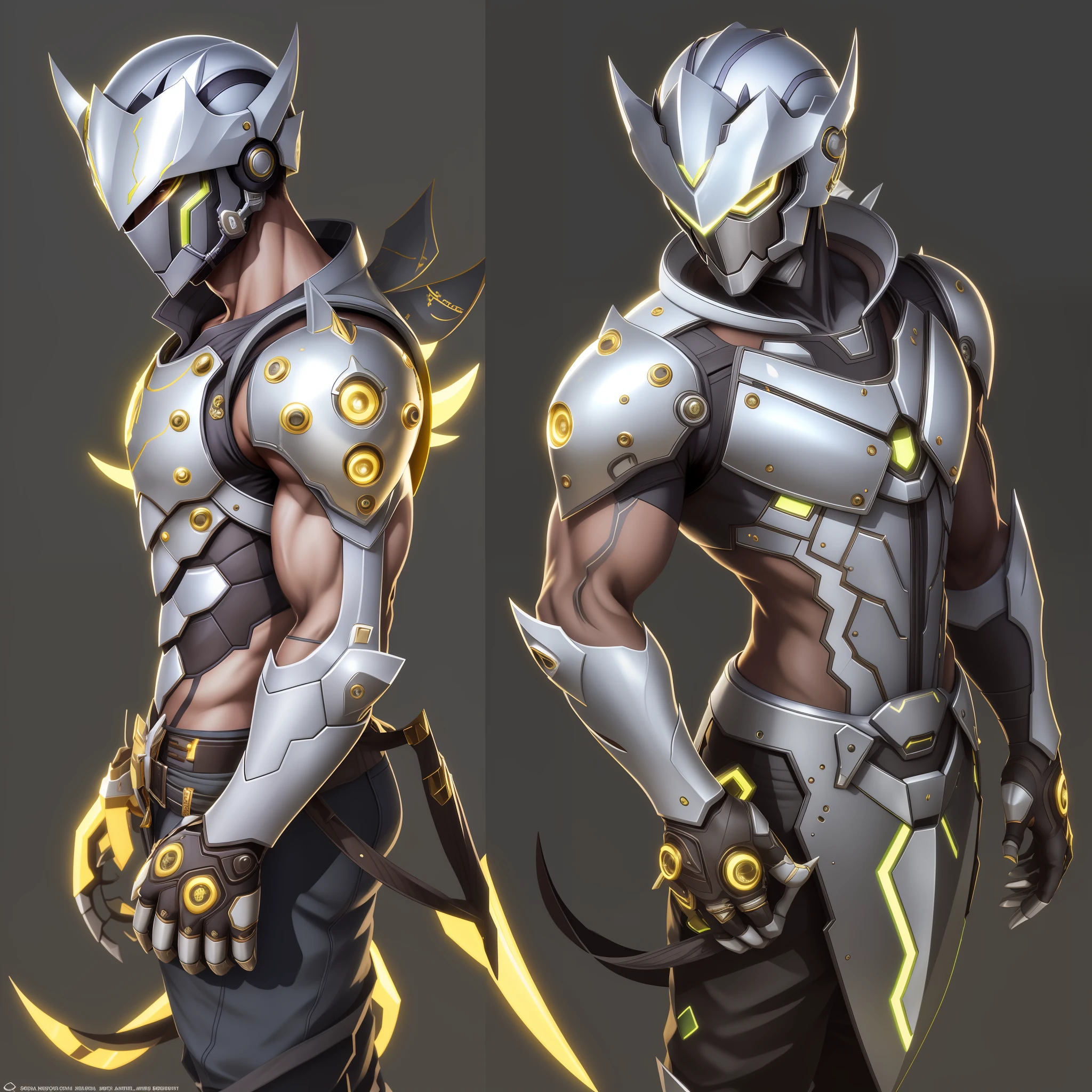 Bugattiai, Genji, shiny gold armor, shiny, detailed