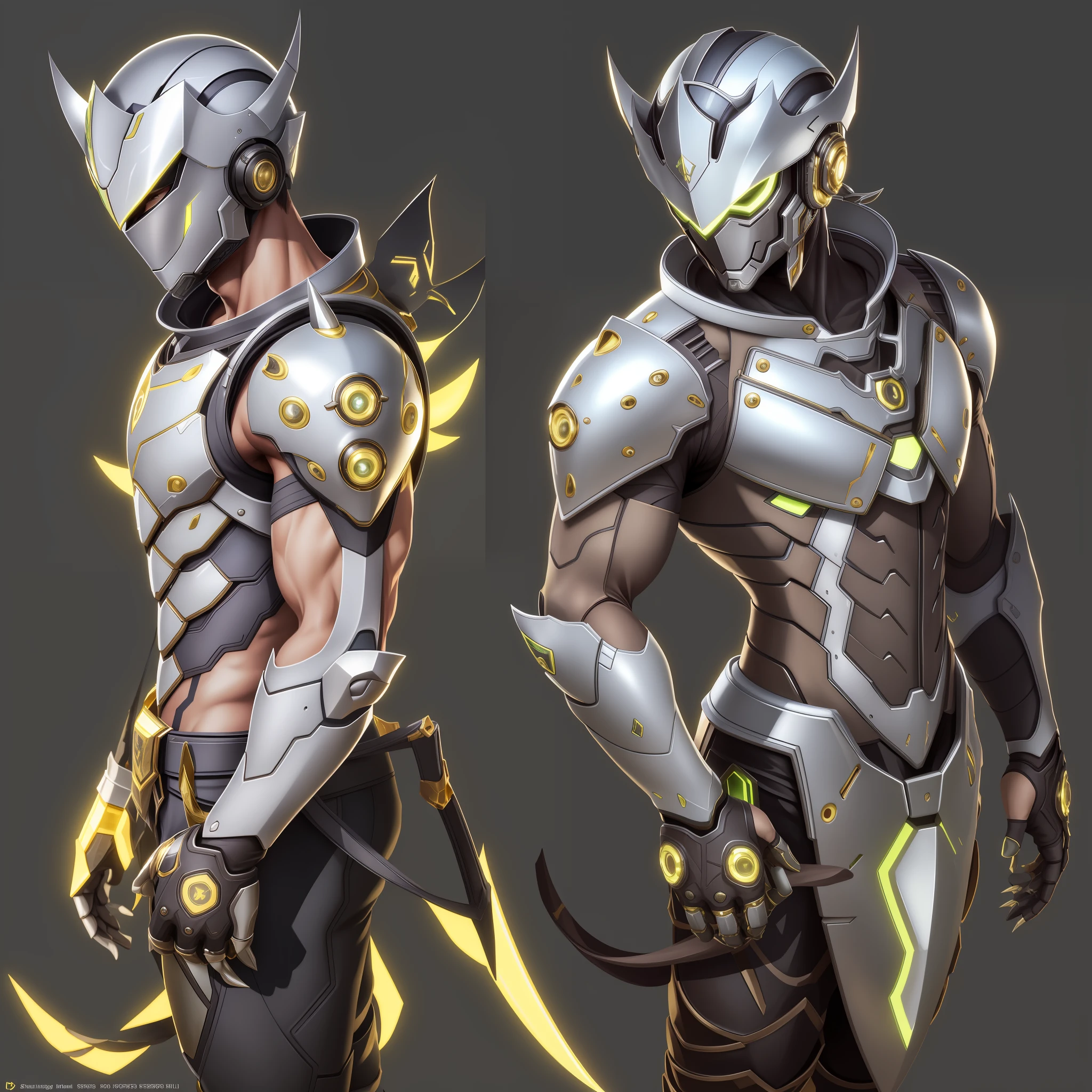 Bugattiai, Genji, shiny gold armor, shiny, detailed