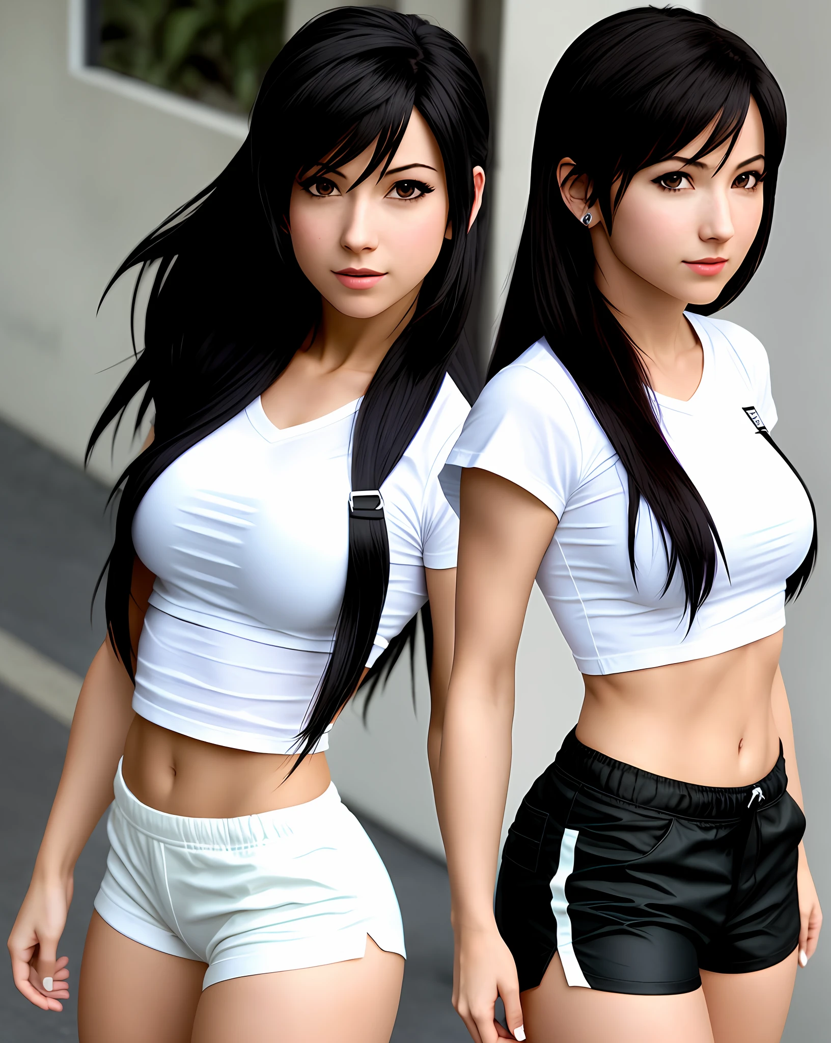 Tifa lockhart, dolphin shorts and white shirt
