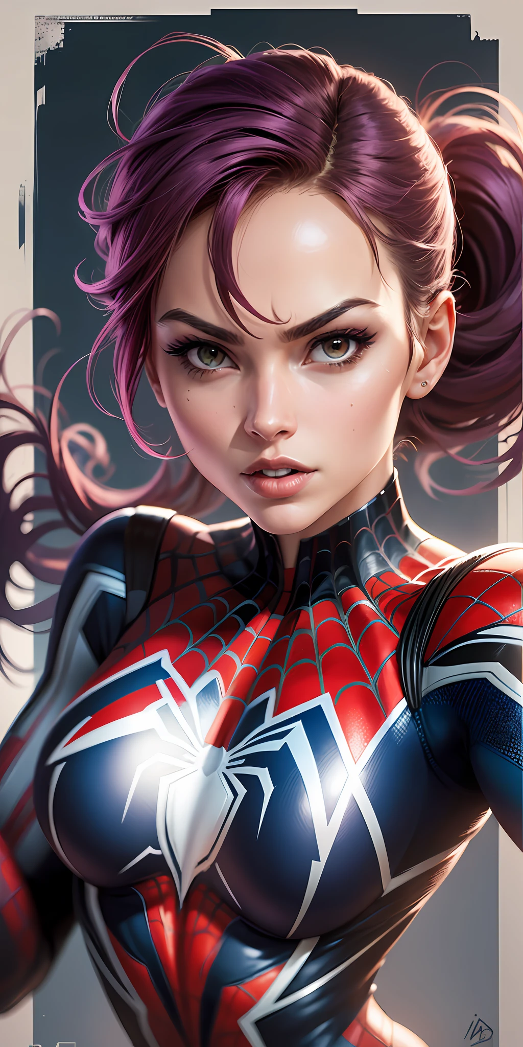 a superheroine dressed as Spider-Man, exuding confidence and power. The print features a woman in a Spider-Man costume in an action pose. Vibrant and dynamic style, with solid colors and defined contours. The background is dark, highlighting the heroine. 2D design, created digitally with painting technique. No distortions or imperfections. Ideal for superhero fan t-shirts. Centralized composition, focus on the character. 8k resolution, dimensions of 2040x2040 pixels. Graphics Engine 5. Vector design for printing t-shirts.
Avoid portraying the character in an overly sexualized way. Keep the female representation strong and respectful by emphasizing your role as a superhero. Avoid polluting elements or offensive images. Ensure a balanced aesthetic that is consistent with the Spider-Man universe. --auto --s2