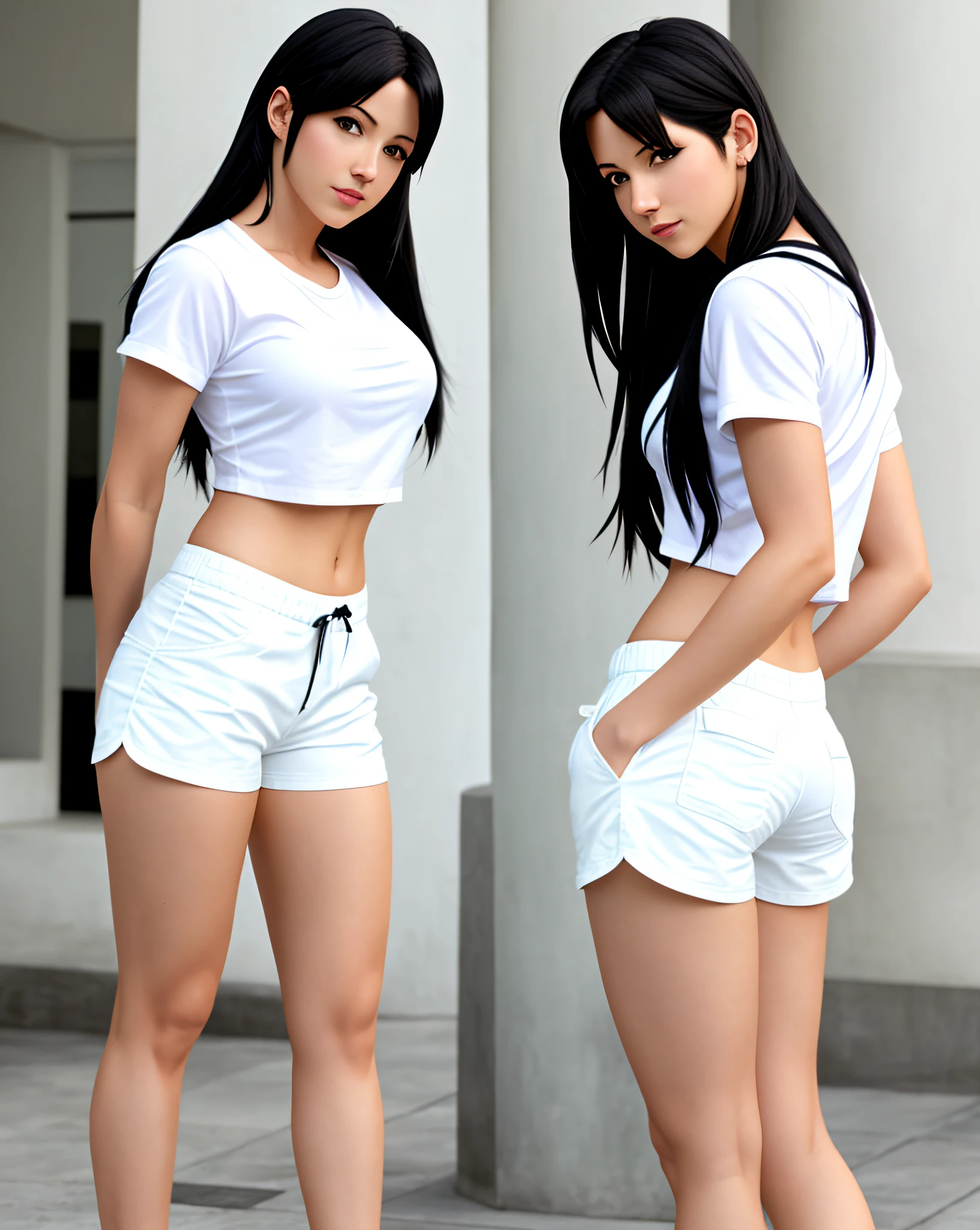 Tifa lockhart, dolphin shorts and white shirt