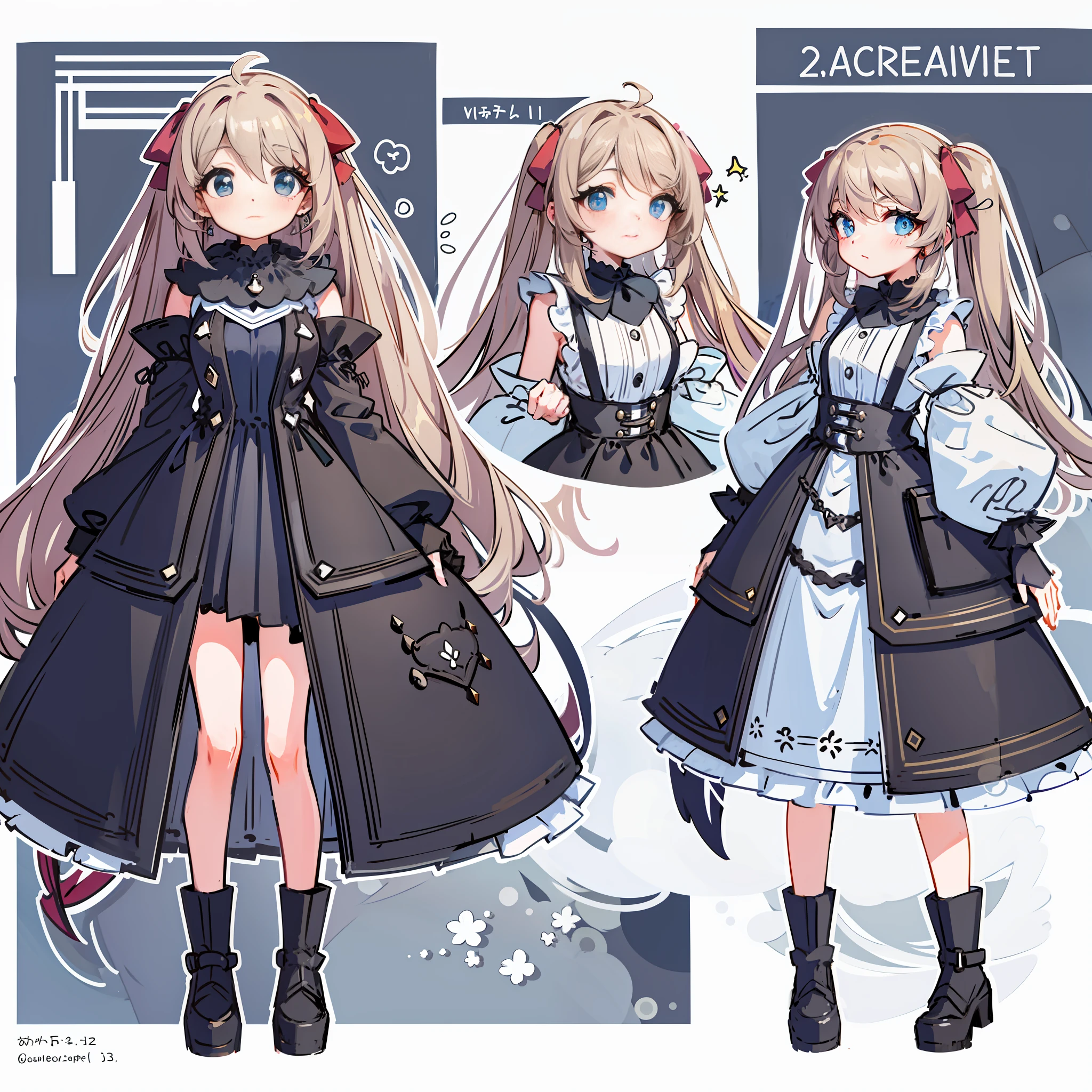 Masterpiece: 1.6, Best Quality: 1.4, Live Image: 1.2, Intricate Details: 1.2, Charturnerv2: 1.2, 1 Lady Full Body Character Change, Appearance: Mature Woman: 1.25, Thin: 1.3, Light Blue Eyes, Medium Breasts, Delicate Eyes, Quality Eyes, Clothing: Black sleeveless dress, black gloves Accessories: simple hoop earrings, black necklace, florets in hair, Hair: silver, long hair, half curly hair, makeup: natural, shiny skin, (single background, white background: 1.3), multiple views, multiple views of the same character in the same costume: 1.3.