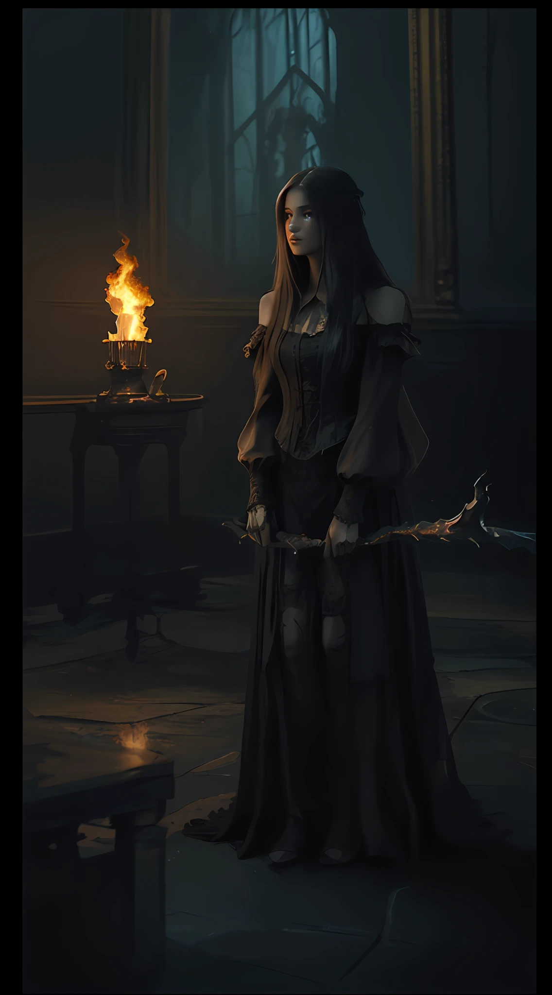 (Woman and man wandering through the ruined Louvre) ((Room where flames dance like a storm) (depicts burning with flames), (changes the angle of up, down, and horizontal with each generation of the image)), (sometimes shows a standing figure), (The ghost of a beautiful Japan 16-year-old lady wandering in the dark atmosphere of the Louvre and the vampire Count Dracula), (their upper bodies are also burning), ( The ghost of a beautiful Japan sixteen-year-old lady and the vampire Count Dracu are burning with flames like magma erupting from the ground))) The room is burning art objects are burning like a storm of flames, vampires are hugging her)), the light can only enter through one window, so you can see only a few objects and the beautiful full-body lines of women in the light of the flames. Dark theme, burning art world theme, masterpiece of deviant art, color blurring, dark illustration, extreme quality, highly detailed, ultra detailed face, ultra HD 8k, dark moonlight, concept art portrait by Greg Rutkowski, artgerm, ultra detailed, intricately detailed gothic art, triad color, fantastic and intricate details, splash screen, complementary colors, fantasy concept art, 8k resolution, oil painting, heavy strokes, soft lighting, film photography, analog photography, angle changes every time an image is generated,film grain, anna dittmann, hyperrealism, oil dripping