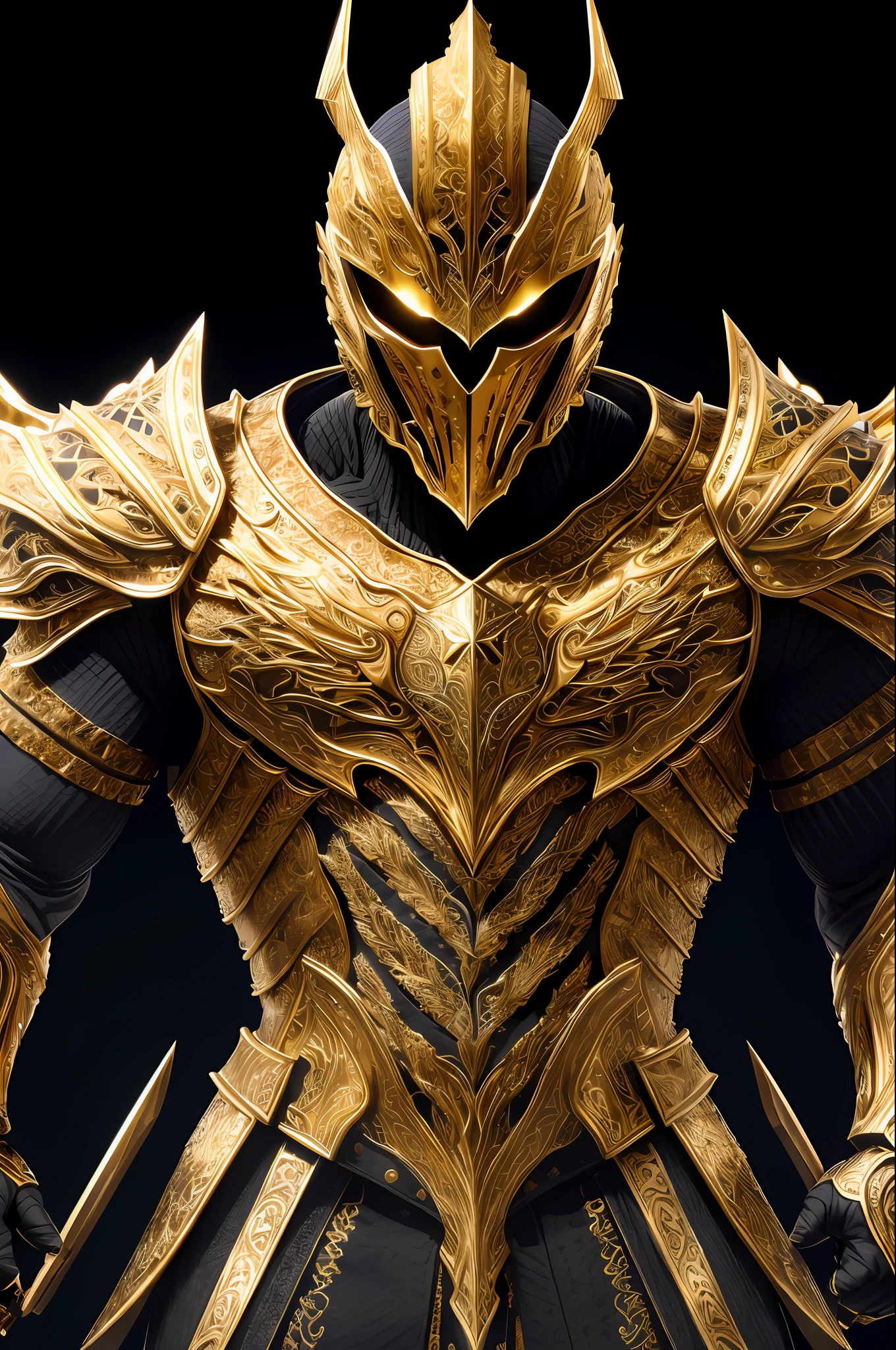 (extremely detailed 8k wallpaper), a medium shot shot of a violent, intricate, high detail, dramatic, golden armor with black details