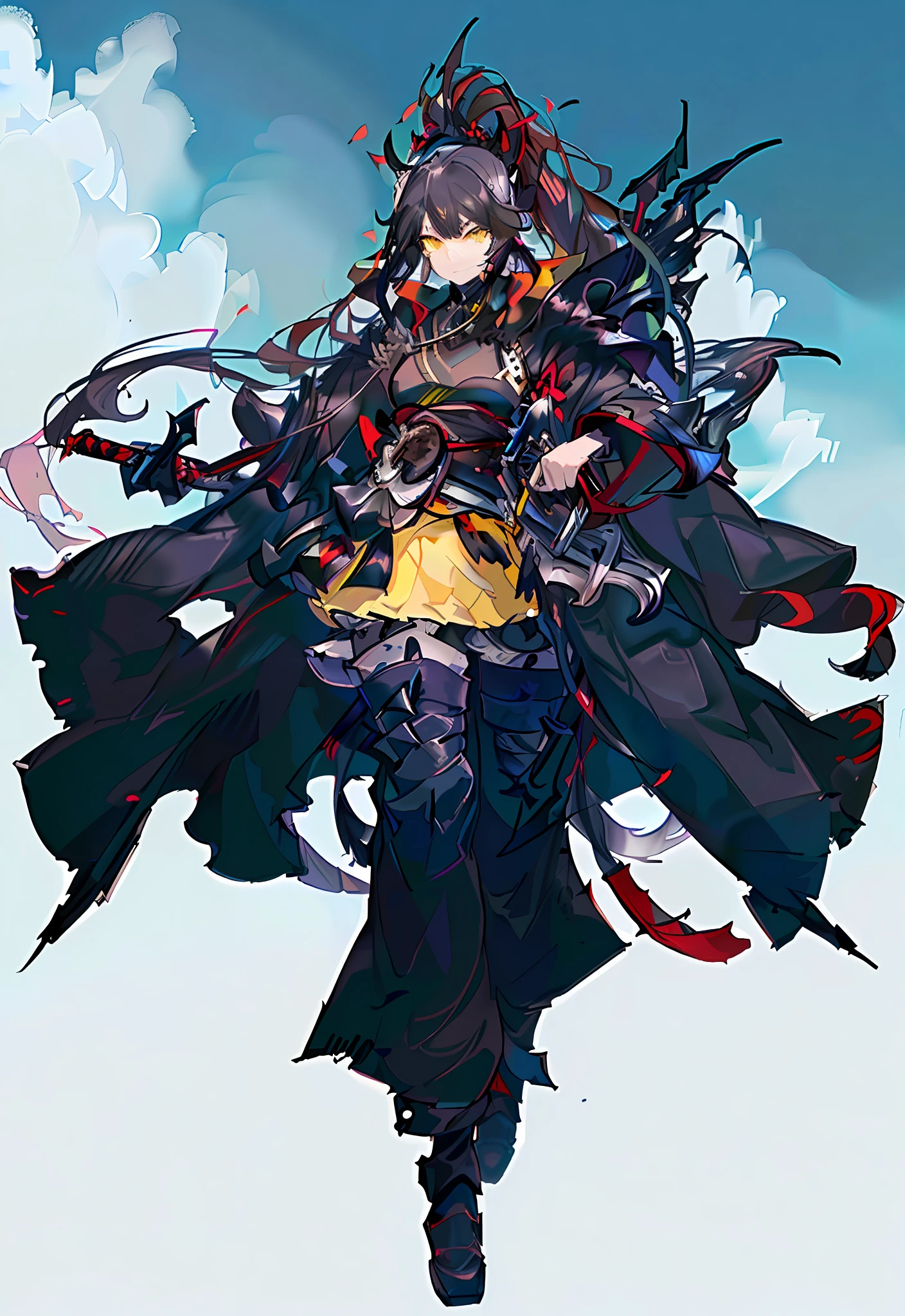 "((ultra-detailed)), fine quality, emphasizing the facial features, striking yellow eyes,".