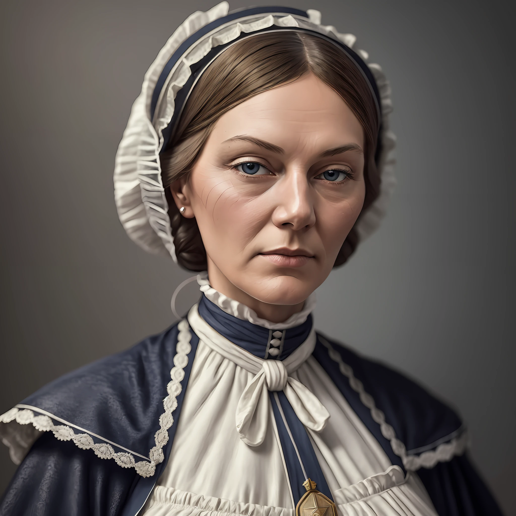[ :(((Florence Nightingale: 1.5)))), Victorian-era clothing, white cover, vintage medical equipment, (historical accuracy)]: 1.3, photorealistic, photo, masterpiece, realistic, realism, photorealism, high contrast, photorealistic digital art trend on Artstation 8k HD high definition detailed realistic, detailed, skin texture, hyper detailed, realistic skin texture, armor, best quality, ultra high resolution, (photorealistic: 1.4), high resolution, detailed,  Raw, sharp photo re, by lee jeffries Nikon D850 film stock photography 4 kodak camera portra 400 lens f1.6 rich colors hyper realistic texture dramatic lighting irrealengine trending on artstation cinestill 800, --auto --s2