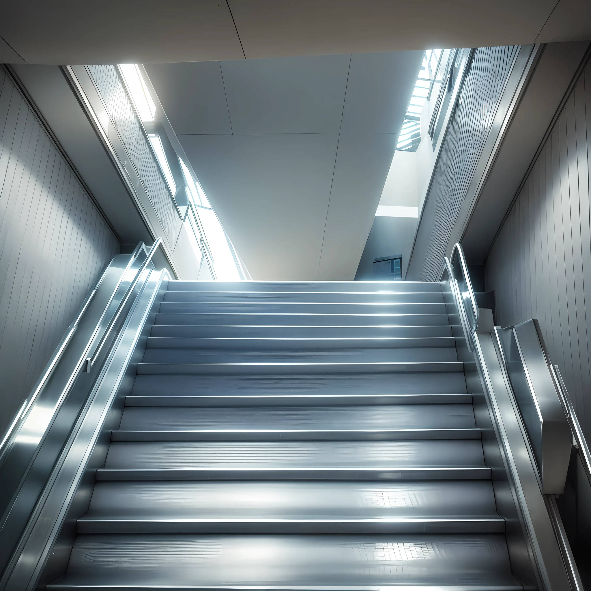 Create an empty escalator looking like the entrance to heaven --auto --s2