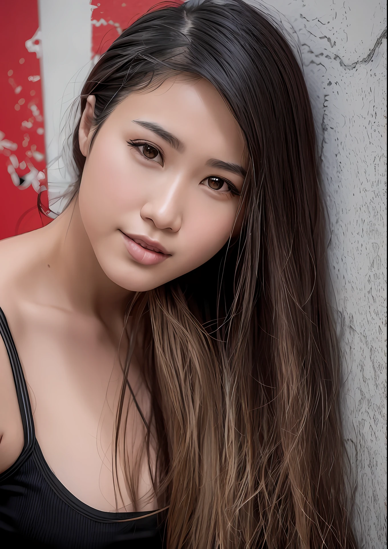 arafed woman with long hair posing for a picture in front of a wall, an asian woman, mai anh tran, 2 8 years old, 2 9 years old, 2 7 years old, asian women, 3 0 years old woman, 30 years old woman, asian woman, 3 2 years old, 38 years old, 3 6 years old