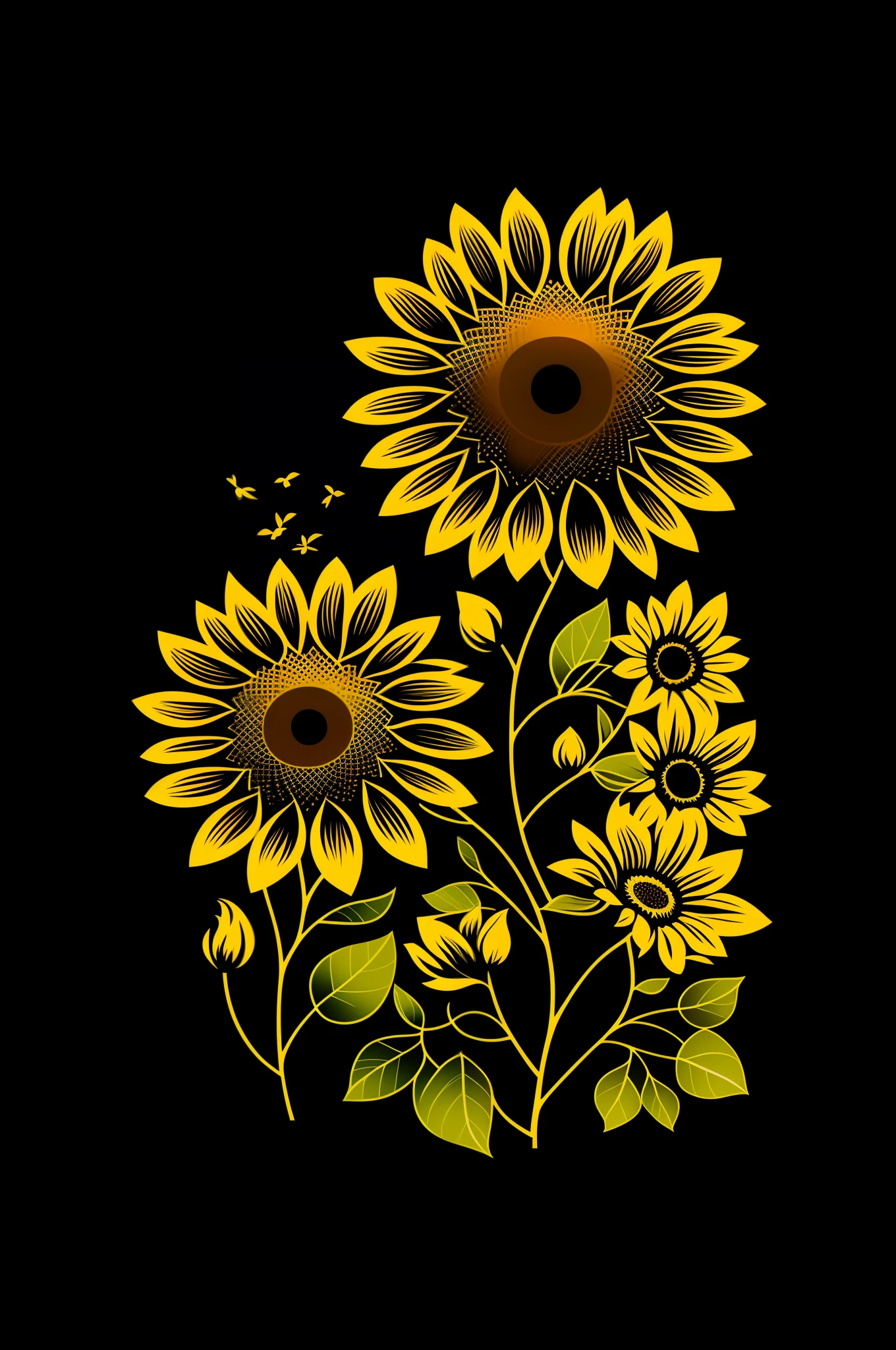 sunflower, print, t-shirt print, logo, 4k, masterpiece, symbol, logoarchive