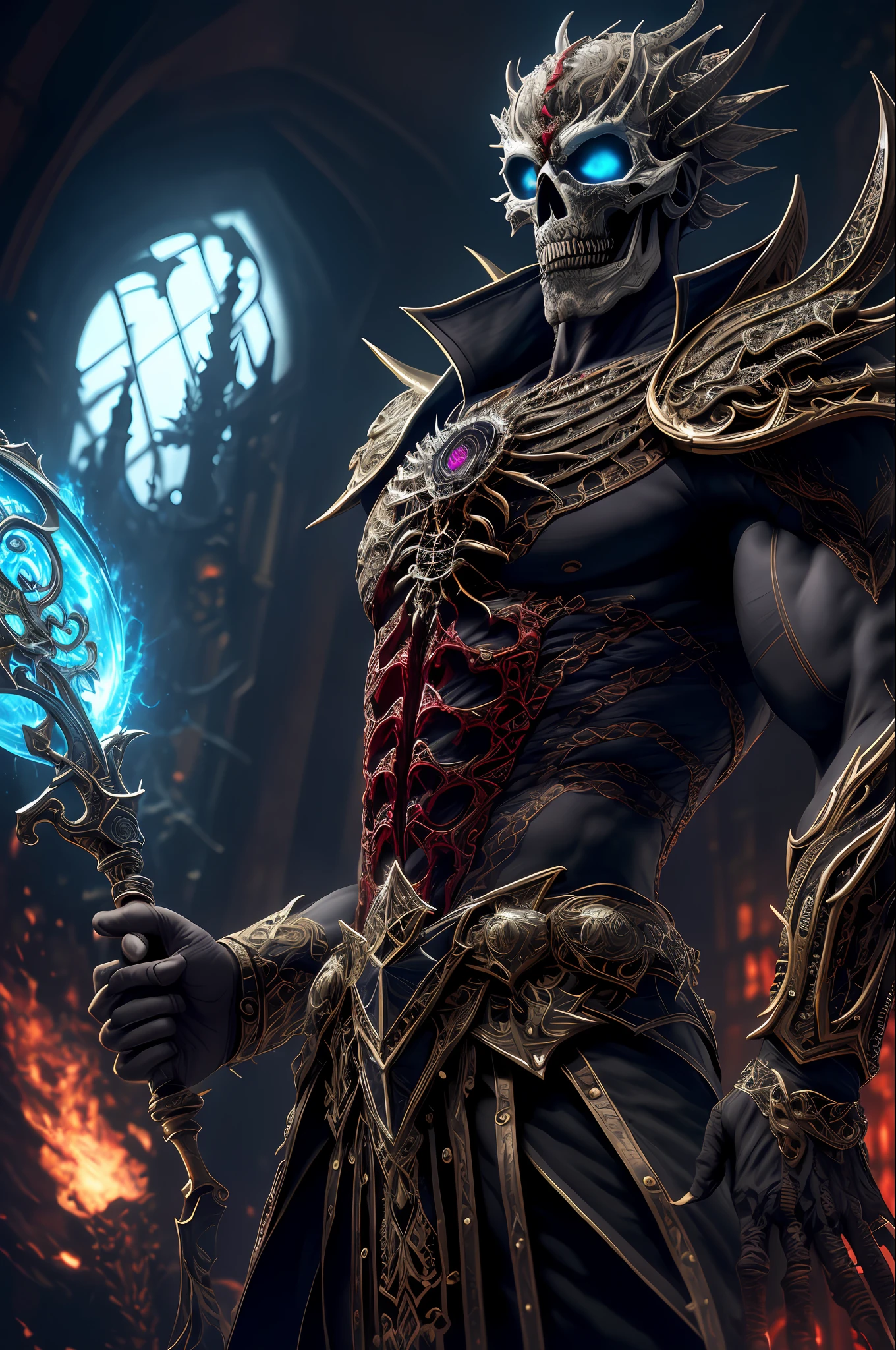 (extremely detailed 8k wallpaper), a medium shot shot of a terrifying, intricate, high detail, dramatic, 1:1 size necromancer