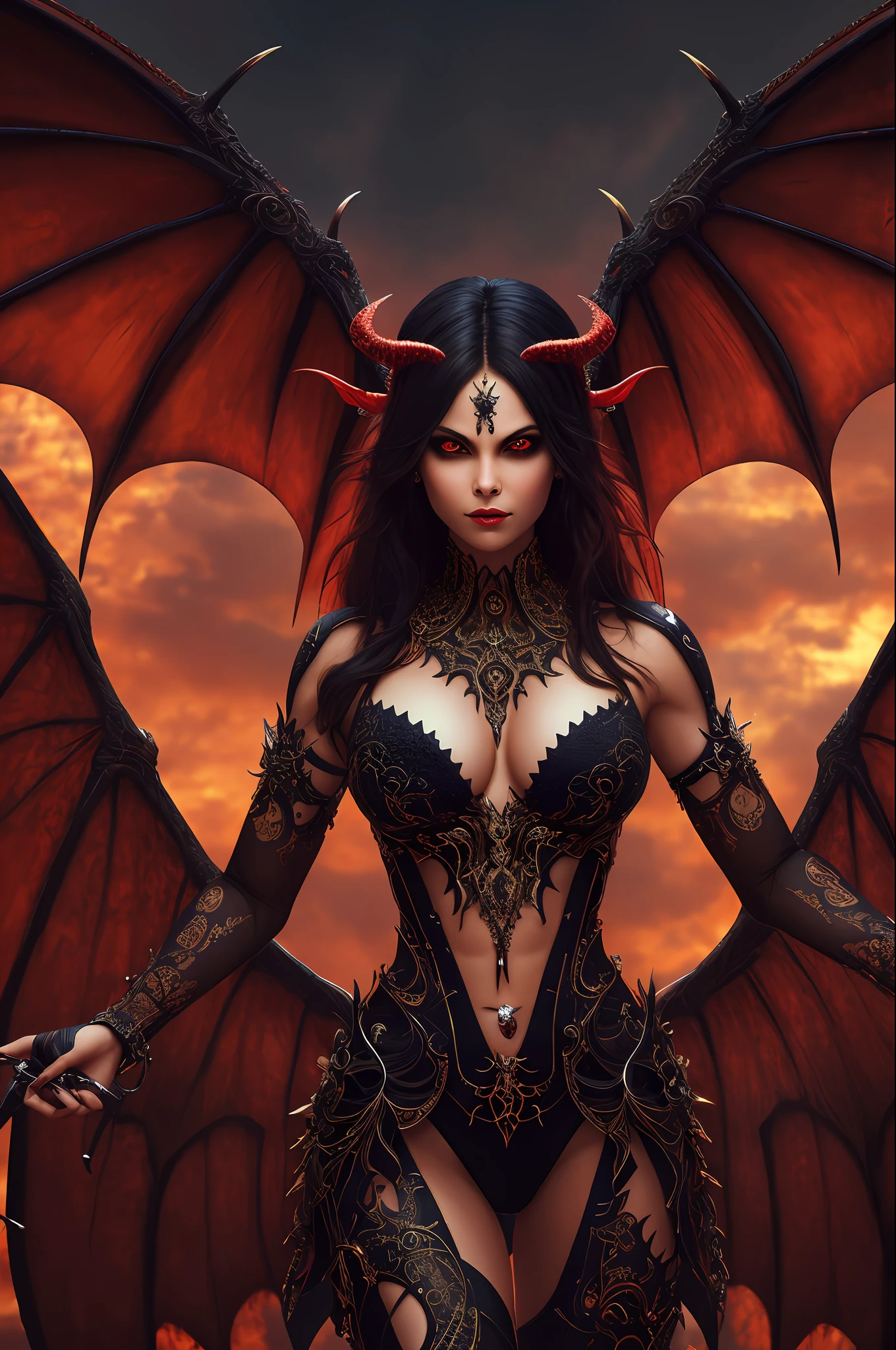 (extremely detailed 8k wallpaper), a medium shot shot of a terrifying, intricate, high detail, dramatic, 1:1 size succubus