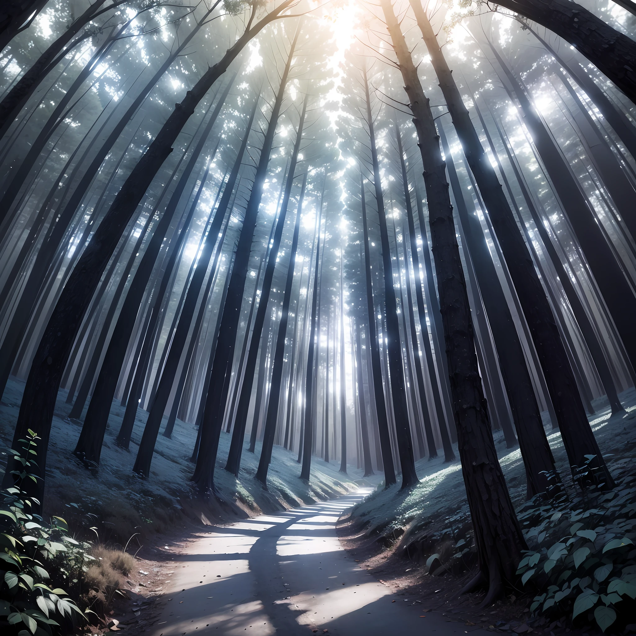 absurdres, highres, ultra detailed, (no human:1.3),
BREAK
, Create an image using a prism effect, with light refracting and creating a colorful, kaleidoscopic appearance.
BREAK
, Design an image with a fisheye lens effect, capturing a wide field of view with a distinctive, curved perspective.
BREAK
, Capture a forest path, with towering trees, dappled sunlight, and a sense of tranquility and natural beauty.
BREAK
, Illustrate a monochromatic world, using only shades of black, white, and gray to convey depth, emotion, and a striking visual impact. --auto --s2
