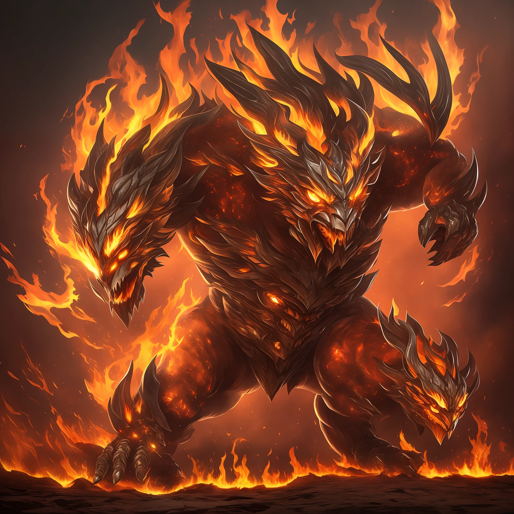 humanoid creature, fire elemental, with diamond claws on its hands and an expression of fury on its face --auto --s2