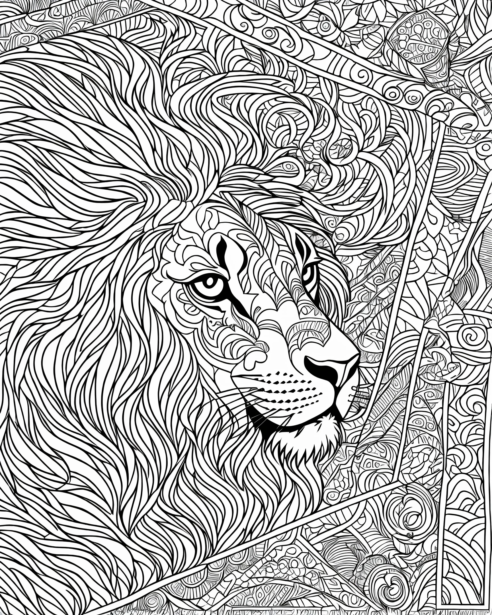 coloring page for kids, lion in savannah, thick lines, no details, no shading -- a 9:11 --auto --s2