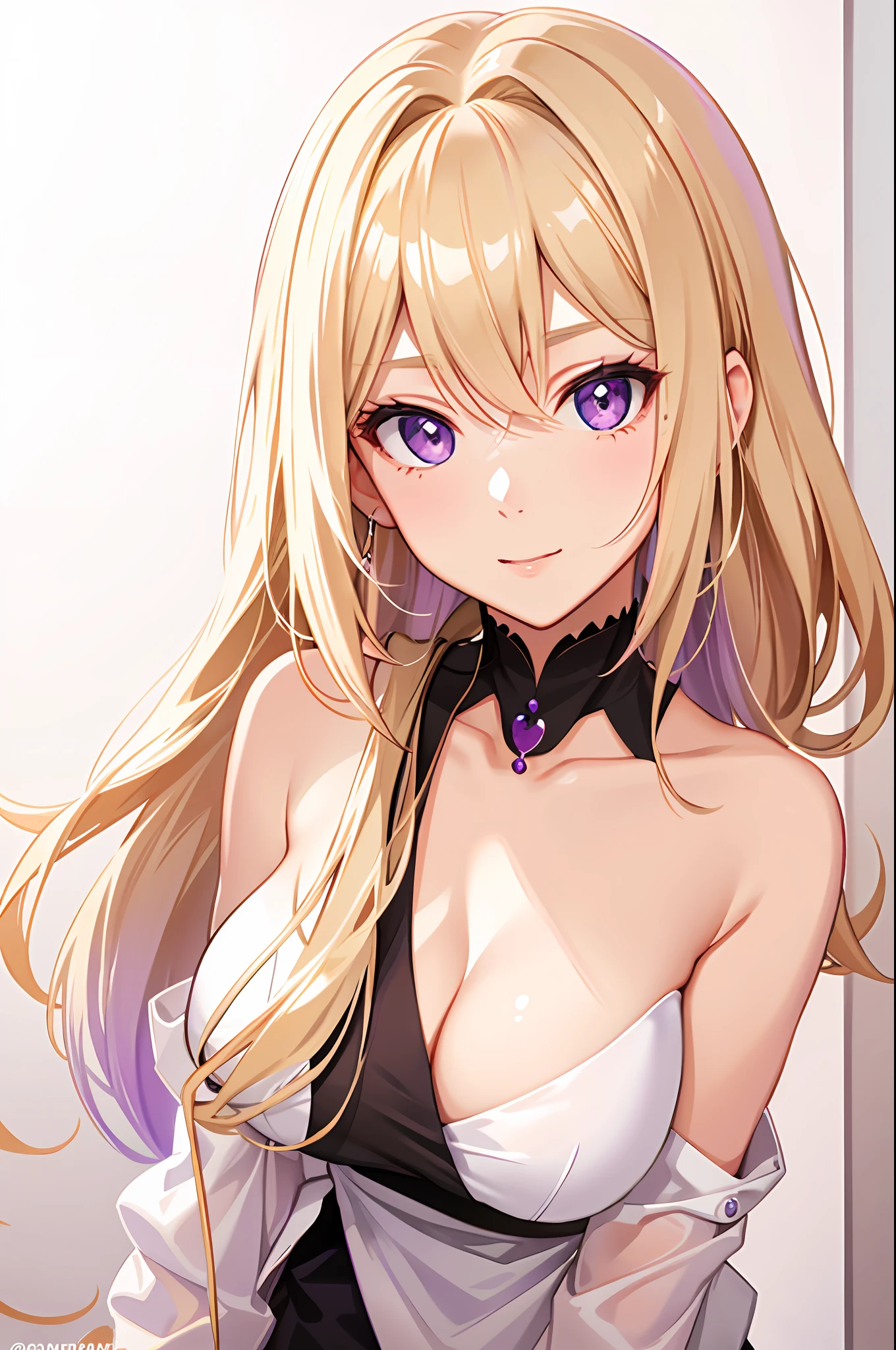 sexy, blond hair, purple eyes