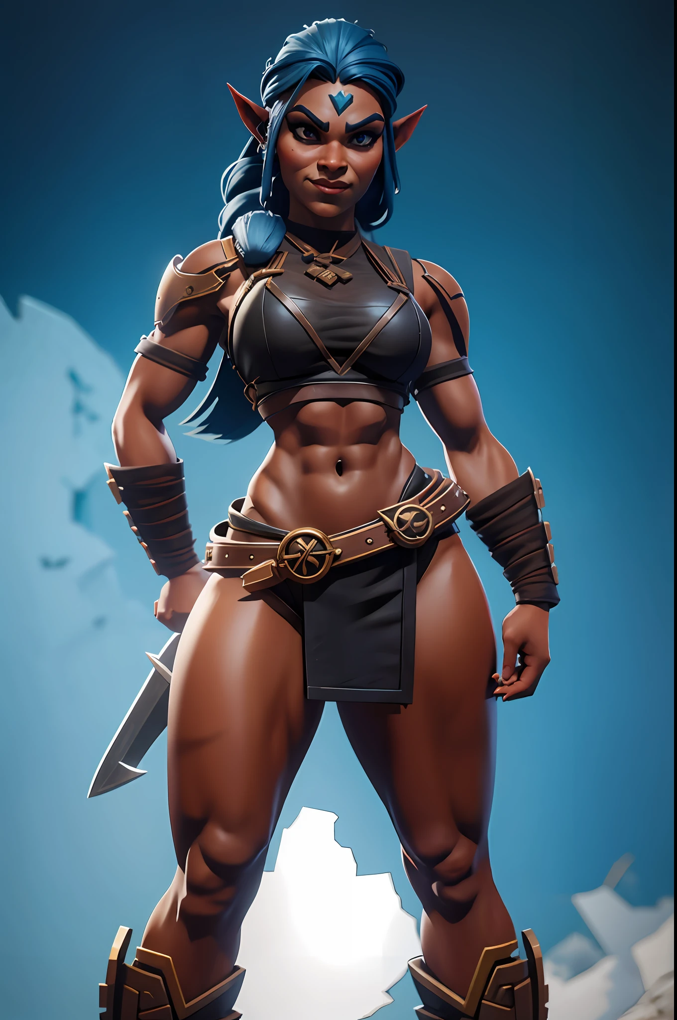 A photo of sexy beautiful female orc, flexing warrior full body, close-up shot, looking to side,