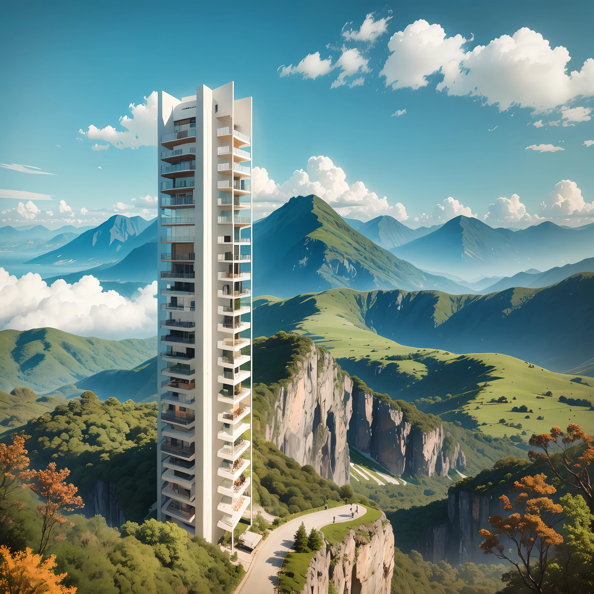 A beautiful vertical structure with a beautiful landscape of nature in the background of the vertical structure --auto --s2