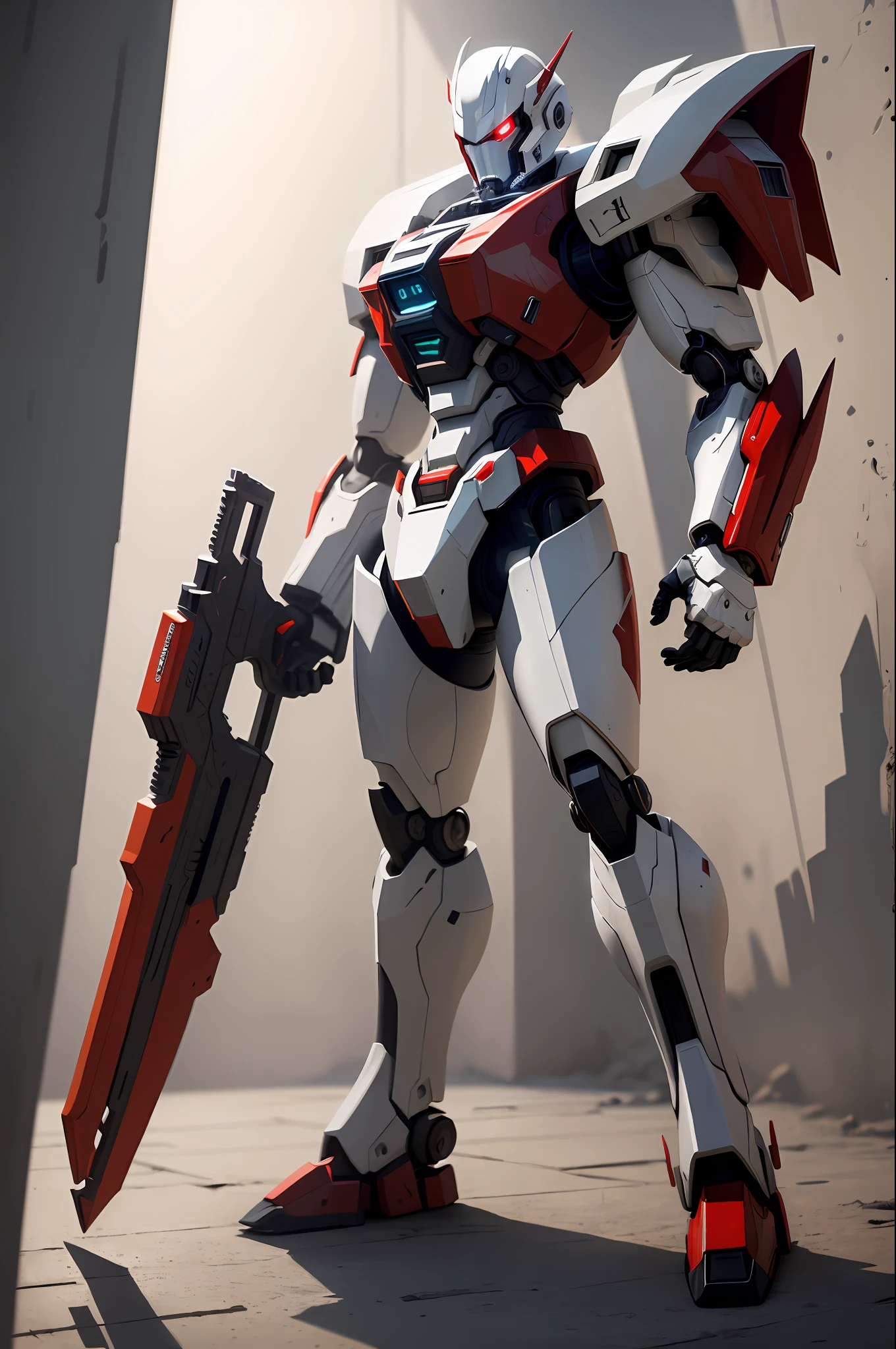 ((masterpiece)),((best quality)),((high detail)),((realistic)), high quality shadow, high detail, cinematic light, side lighting, sharp focus, (Mecha:1.0), (White and red wick)