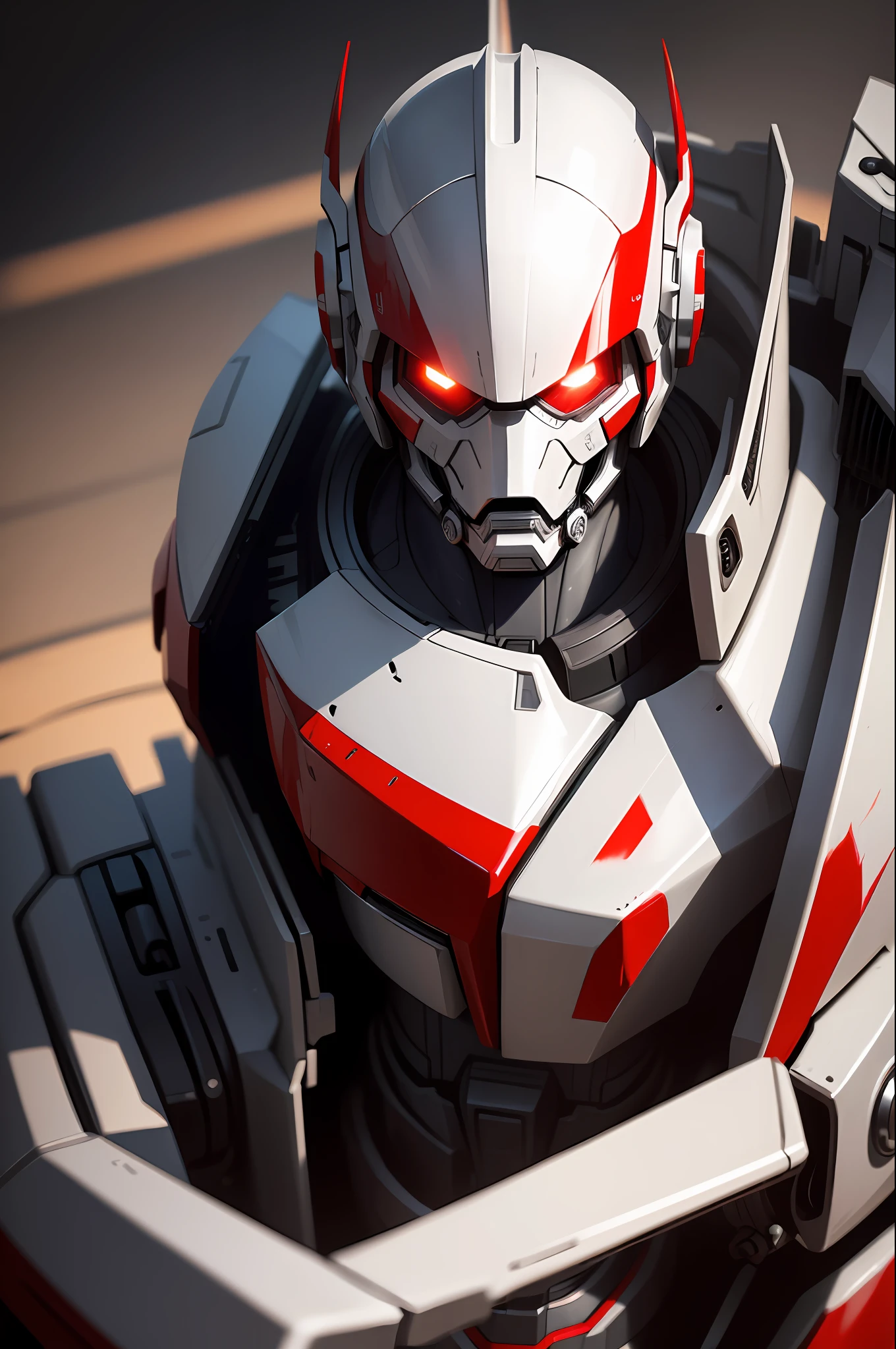 ((masterpiece)),((best quality)),((high detail)),((realistic)), high quality shadow, high detail, cinematic light, side lighting, sharp focus, (Mecha:1.0), (White and red wick)