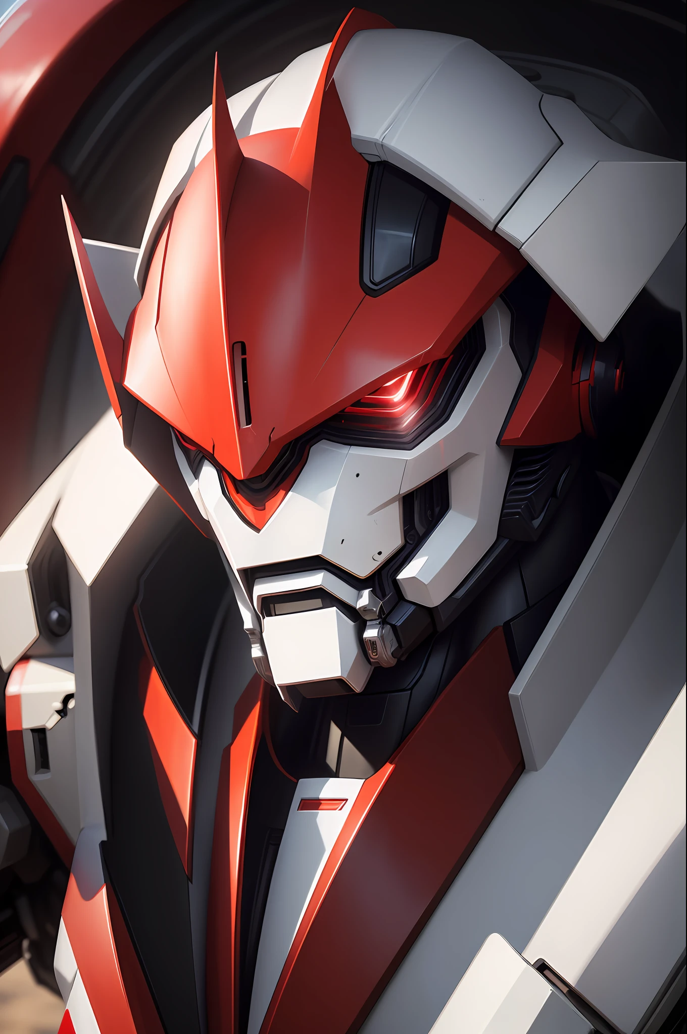 ((masterpiece)),((best quality)),((high detail)),((realistic)), high quality shadow, high detail, cinematic light, side lighting, sharp focus, (Mecha:1.0), (White and red wick)