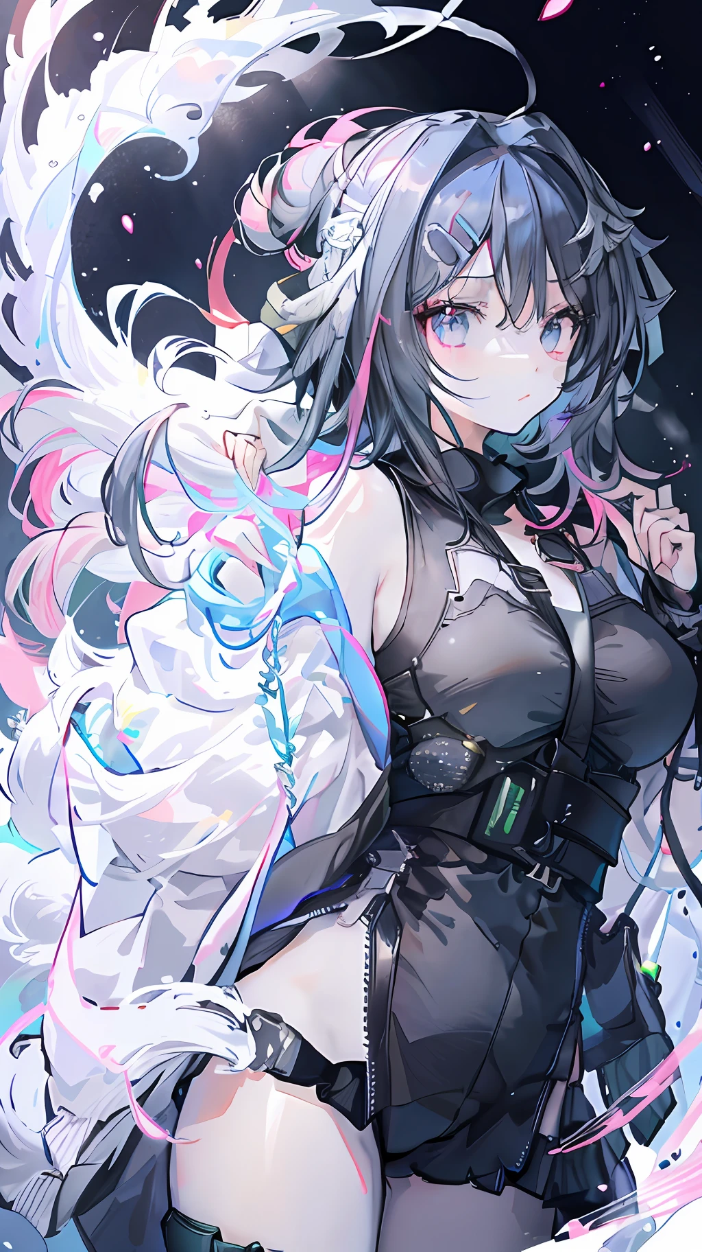 Dream monkey, fluffy, delicate dream hair with color luster, jewel-like eyes, hand portrayal, beautiful and vibrant expression, fine detail description, glowing body, perfect head-to-body ratio, delicate full-body portrayal, delicate hand depiction water, smart white bright abnormal eyes, mechanical artificial eyes, white eye sockets, detailed description, eyes sparkling, childish skin tone, pale face, cold white skin, high nose bridge, red lips, delicate hand depiction, dynamic, expression, tsundere, proud look, pure wind, pure, snow white, pink silk, holy, noble, dreamy, delicate, fresh, wind chimes, feather wool, pattern, lace, fireworks, okra anemone, hat hairpin, frills, streamers, ribbons, lace, silk, flower ribbons, hairpins, jewelry, veils, nails, bracelets, pendants, crotch, suspenders, belts, jewelry, motion effects, floating, floating, swimming, dancing, sports, dancing, ice sculpture, elegance, breeze fantasy, technology, futuristic, lifelike, zen, God, God, Mystic Fantasy, Hazy, Heaven, Dust, Life, Snow Blood Emoticon, Color Burst, Blue-Pink Grading, Black & White, Crystal Clear, Contrasting Color, Effect Stereo, UE5 Render Engine, Tindar Effect, Light Particle, Light, Halo, Light Effect, Refraction, Backlight, Pan, Laser, Extreme Glare, Brilliant Light Tracking, Bright, Flicker, Smoke, Bokeh, Shadow, (RAGE9 Render Engine)