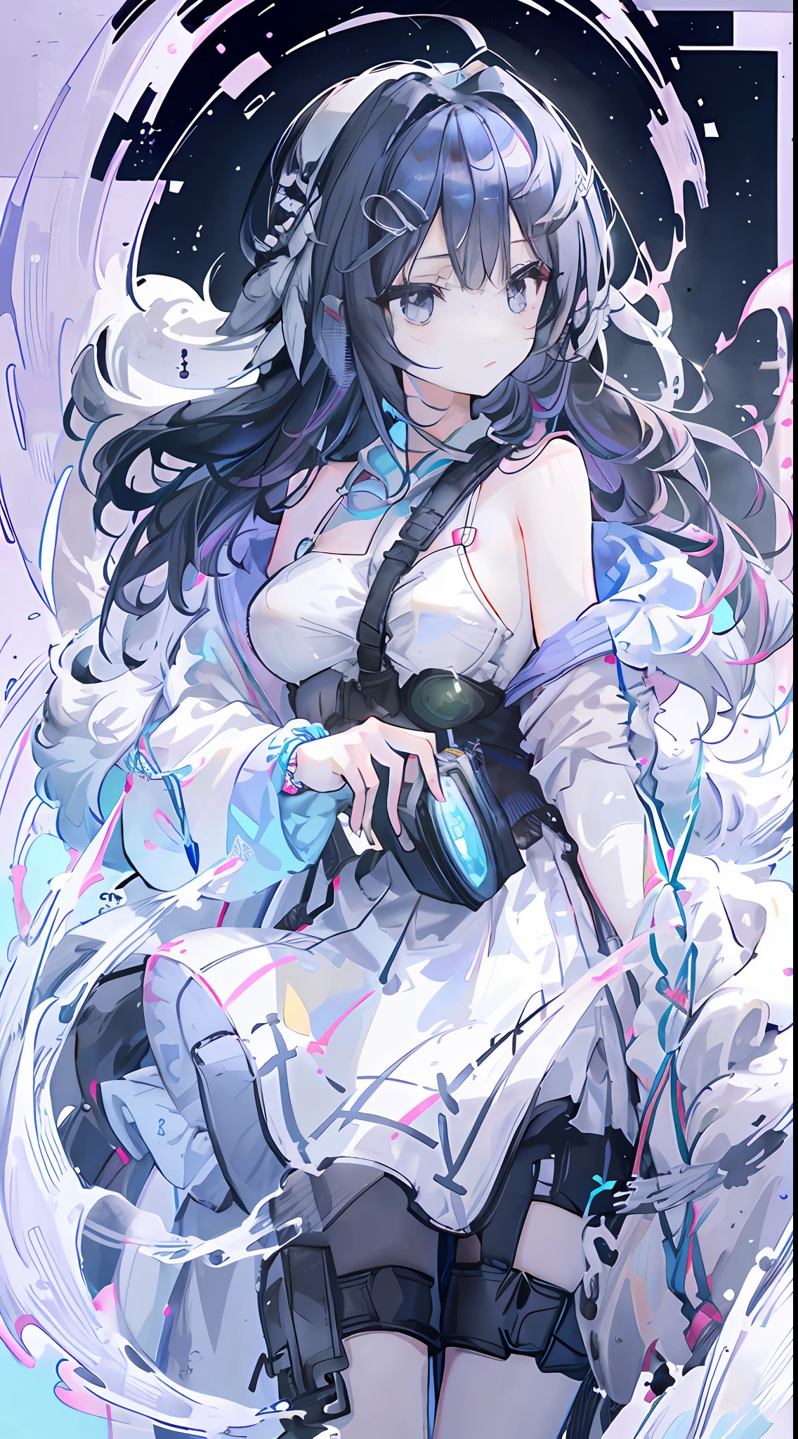 Dream monkey, fluffy, delicate dream hair with color luster, jewel-like eyes, hand portrayal, beautiful and vibrant expression, fine detail description, glowing body, perfect head-to-body ratio, delicate full-body portrayal, delicate hand depiction water, smart white bright abnormal eyes, mechanical artificial eyes, white eye sockets, detailed description, eyes sparkling, childish skin tone, pale face, cold white skin, high nose bridge, red lips, delicate hand depiction, dynamic, expression, tsundere, proud look, pure wind, pure, snow white, pink silk, holy, noble, dreamy, delicate, fresh, wind chimes, feather wool, pattern, lace, fireworks, okra anemone, hat hairpin, frills, streamers, ribbons, lace, silk, flower ribbons, hairpins, jewelry, veils, nails, bracelets, pendants, crotch, suspenders, belts, jewelry, motion effects, floating, floating, swimming, dancing, sports, dancing, ice sculpture, elegance, breeze fantasy, technology, futuristic, lifelike, zen, God, God, Mystic Fantasy, Hazy, Heaven, Dust, Life, Snow Blood Emoticon, Color Burst, Blue-Pink Grading, Black & White, Crystal Clear, Contrasting Color, Effect Stereo, UE5 Render Engine, Tindar Effect, Light Particle, Light, Halo, Light Effect, Refraction, Backlight, Pan, Laser, Extreme Glare, Brilliant Light Tracking, Bright, Flicker, Smoke, Bokeh, Shadow, (RAGE9 Render Engine)