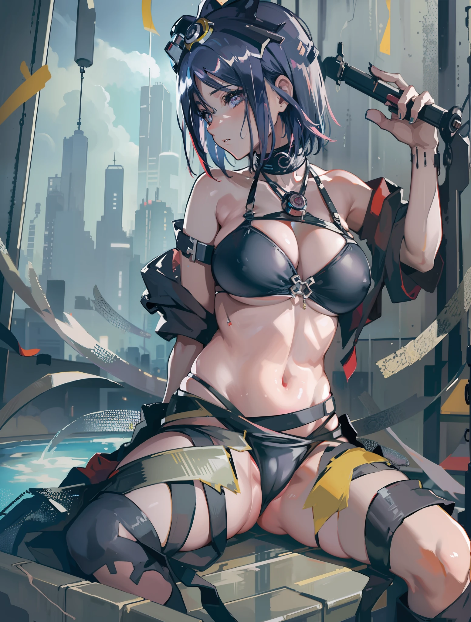 Masterpiece, hyperdetail, high resolution, Konan Naruto, akatsuki bikini, big breasts, big ass, rabrette perforation, hot tubs, cyberpunk