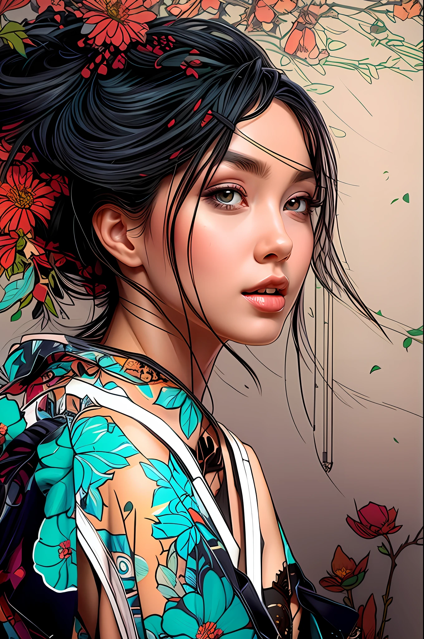 a woman with black hair
