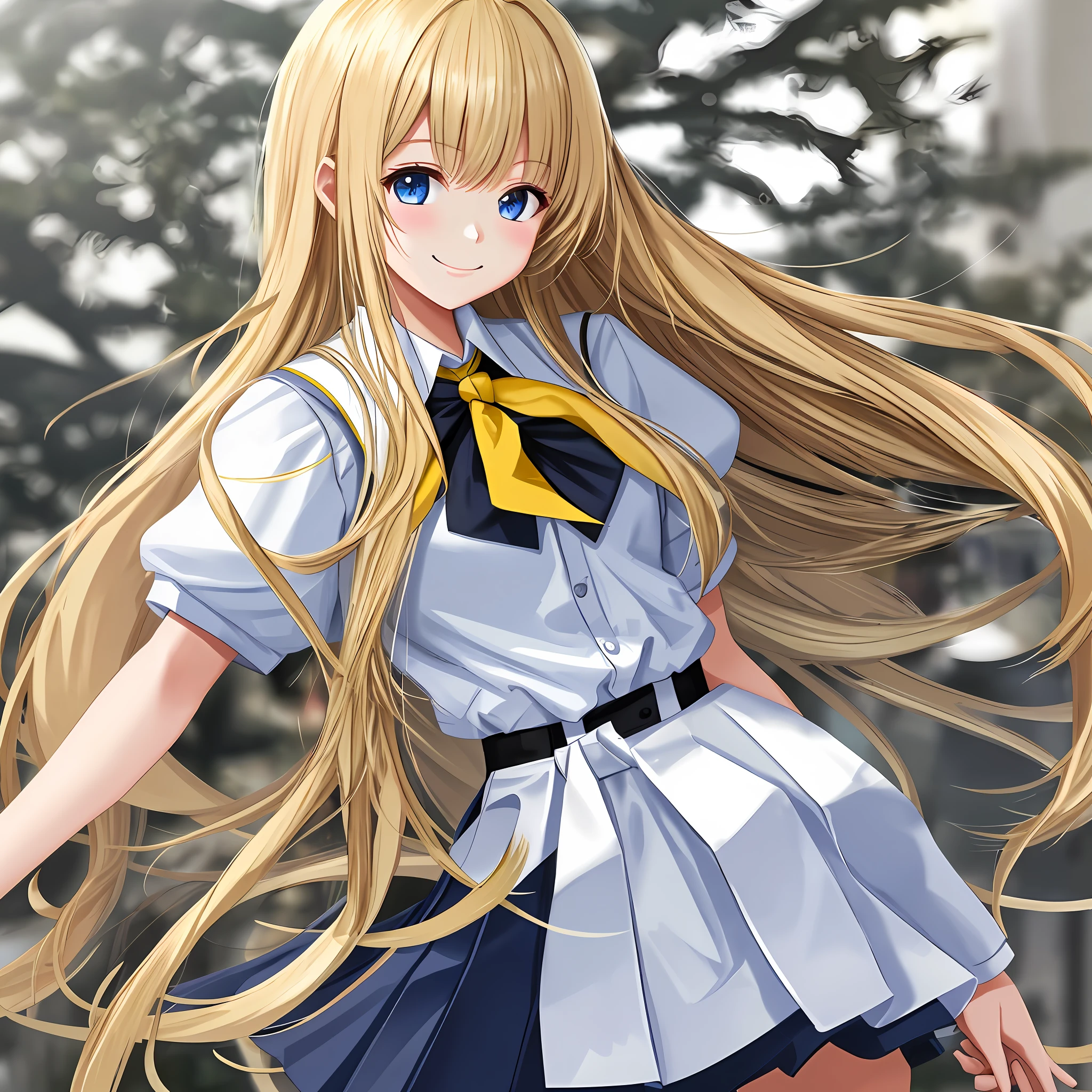 school uniform long hair top quality super high definition blonde smiling school beautiful girl