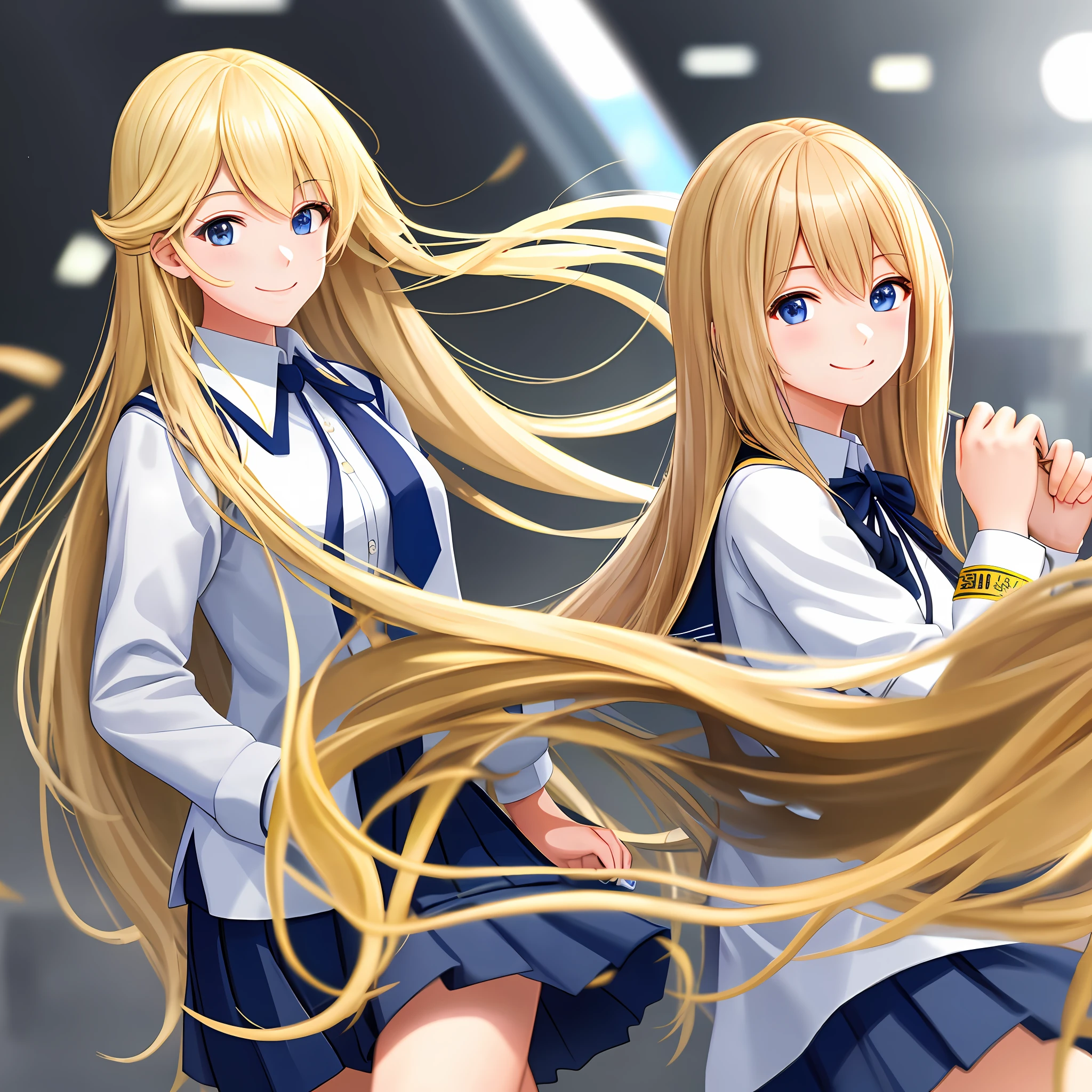 school uniform long hair top quality super high definition blonde smiling school beautiful girl