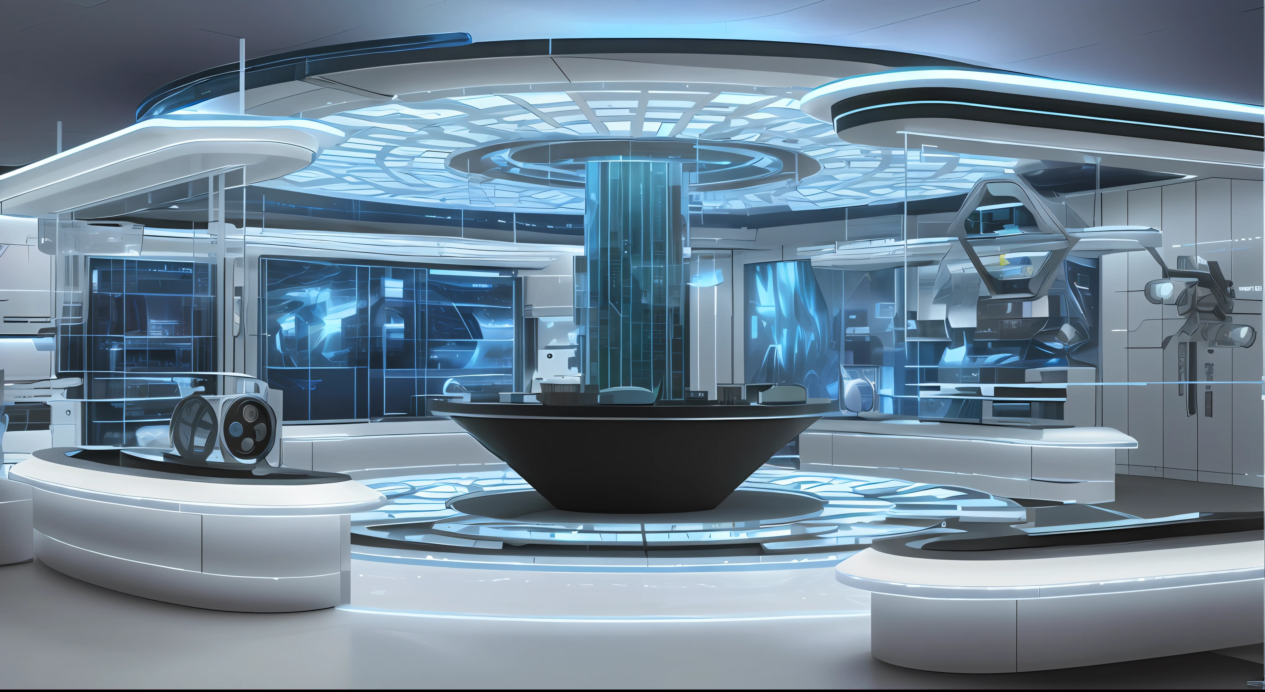 Alafard rendering for futuristic office, ray traced 3D set design, futuristic lab, futuristic science lab, virtual set, detailed set design, sci-fi interior, futuristic production facility, showroom scene, space station interior, sci-fi setting, sci-fi setting, tv studio, futuristic chemistry lab, set design, futuristic lab room