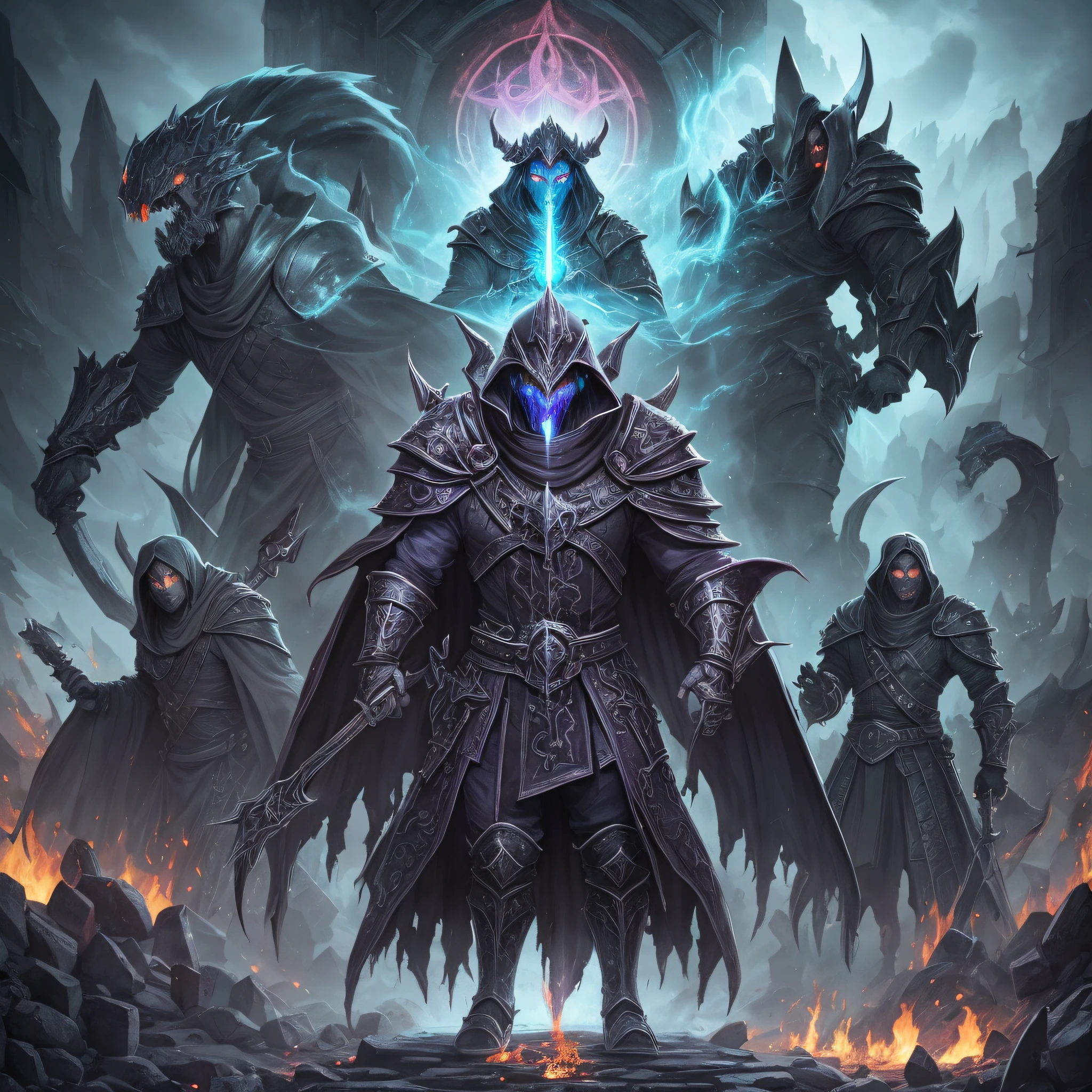 The Soul Eaters, loyal servants of the Necromancer, were abominable creatures created through their dark magic. They fed on the life energy of the victims, sucking their souls and leaving only empty shells. Their presence was a constant threat, spreading terror and desolation wherever they went. The Necromancer's control over these dark creatures was the source of his power, allowing him to extend his influence over the kingdom of Varnathia. --auto --s2
