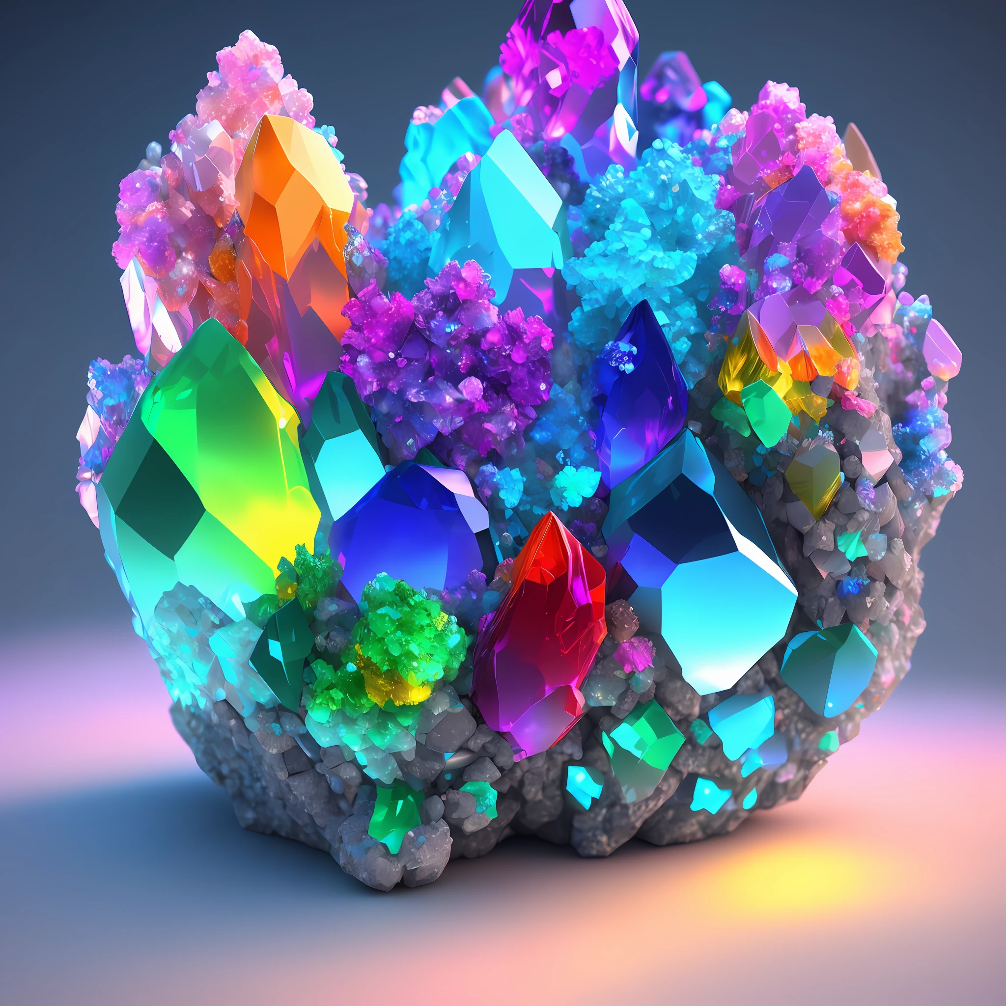 dreamlikeart beautiful mineral, rainbow crystals, ultra detailed, incredible lighting, hyper detailed, 8k, unreal engine 5, 3d render