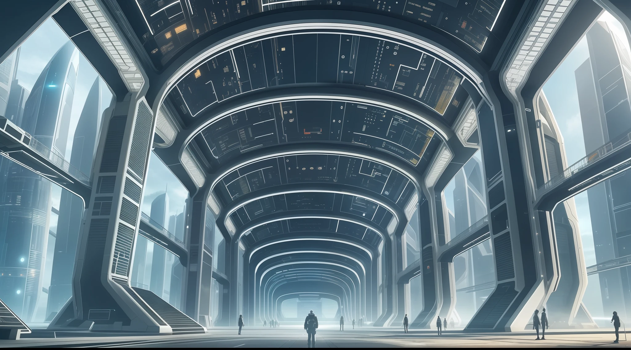 A futuristic world with ultra-technologic elements and over-developed citizens living 1000 years from now