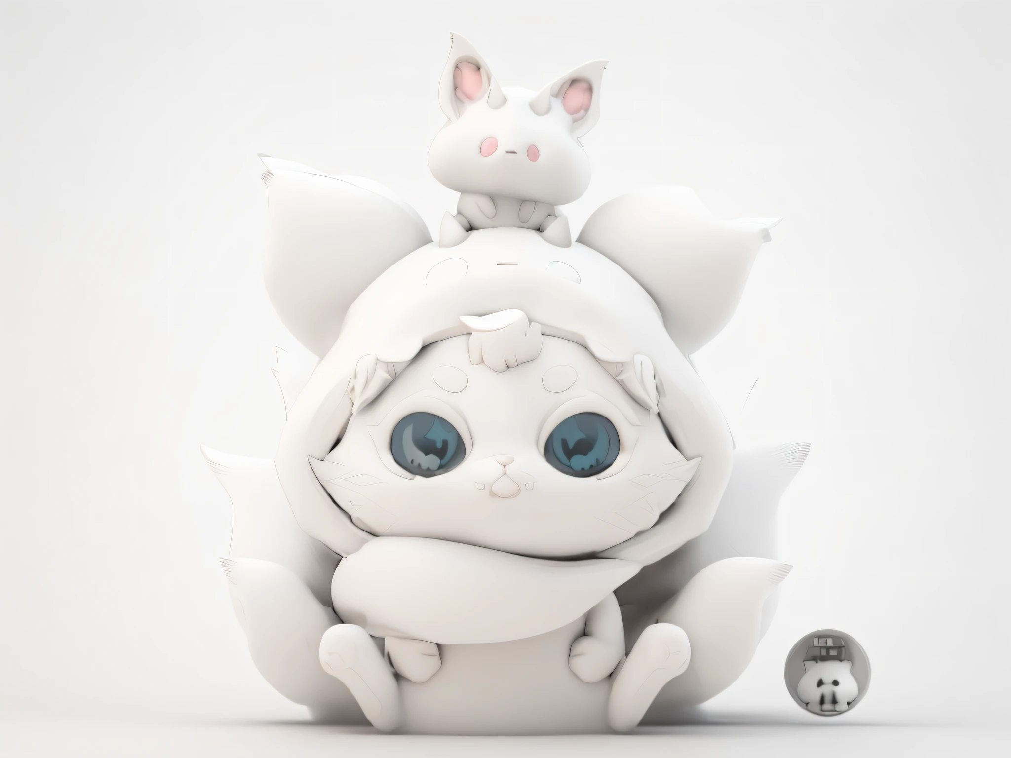 there is a white cat sitting on top of a white object, cute 3 d render, ambient occlusion render, 3d clay render, 3 d clay render, clay render, an ambient occlusion render, 3 d render stylized, soft 3d render, cute! c4d, ambient occlusion:3, blender eevee render