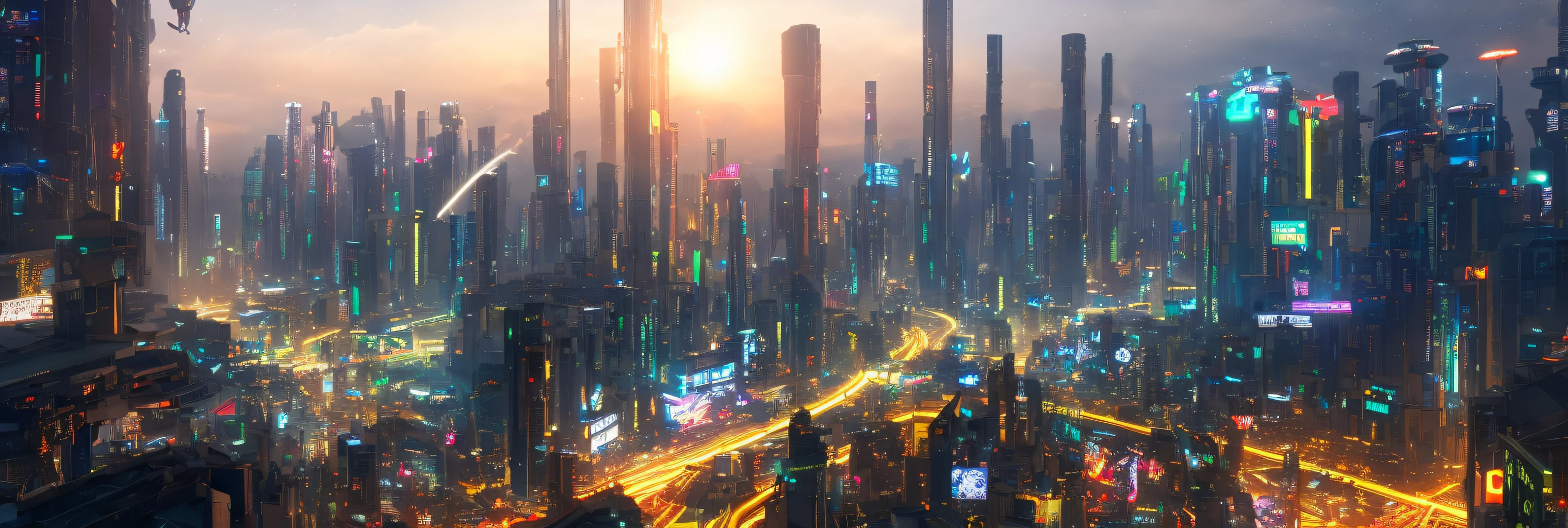 landscape of a futuristic sci fi city, sci fi, ultra realistic, high resolution, city, beach, ocean, war, warfare, missiles, meteor, meteor shower, night, clear sky, constellations, stars, star, sci-fi, (a word that says, hello:1.2), scifi, spaceships, robots, drones, detailed line art, fine details, makoto shinkai kyoto animation key art, trending on artstation, trending on CGsociety, futuristic sci fi city, cyberpunk, bladerunner, green and yellow, neon