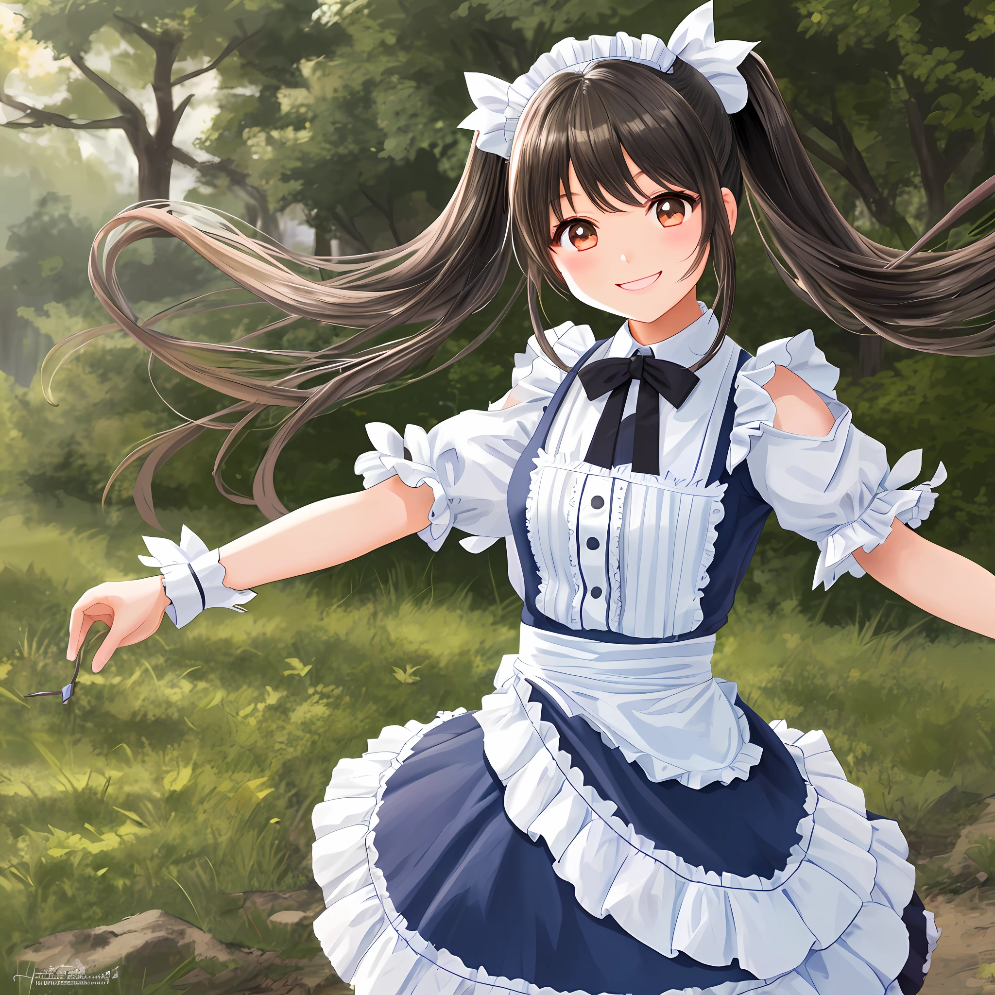 1 Girl Maid Twin Tails Top Quality Ultra High Definition Smile Masterpiece