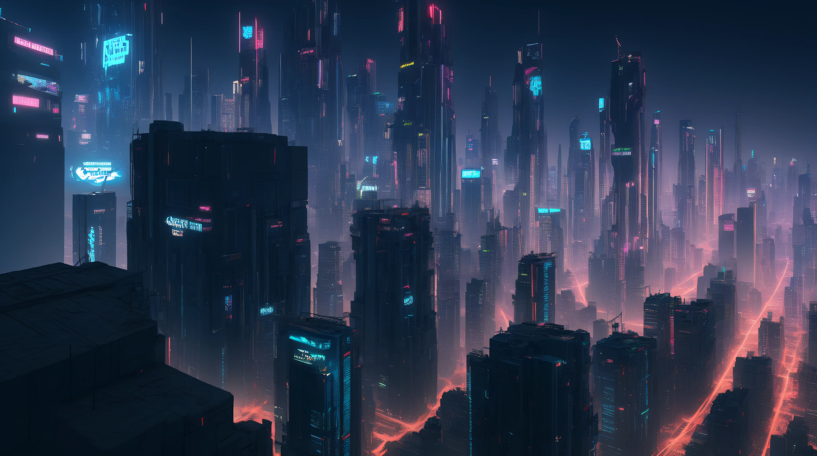 best quality, high quality, cyberpunk, city, cityscape,