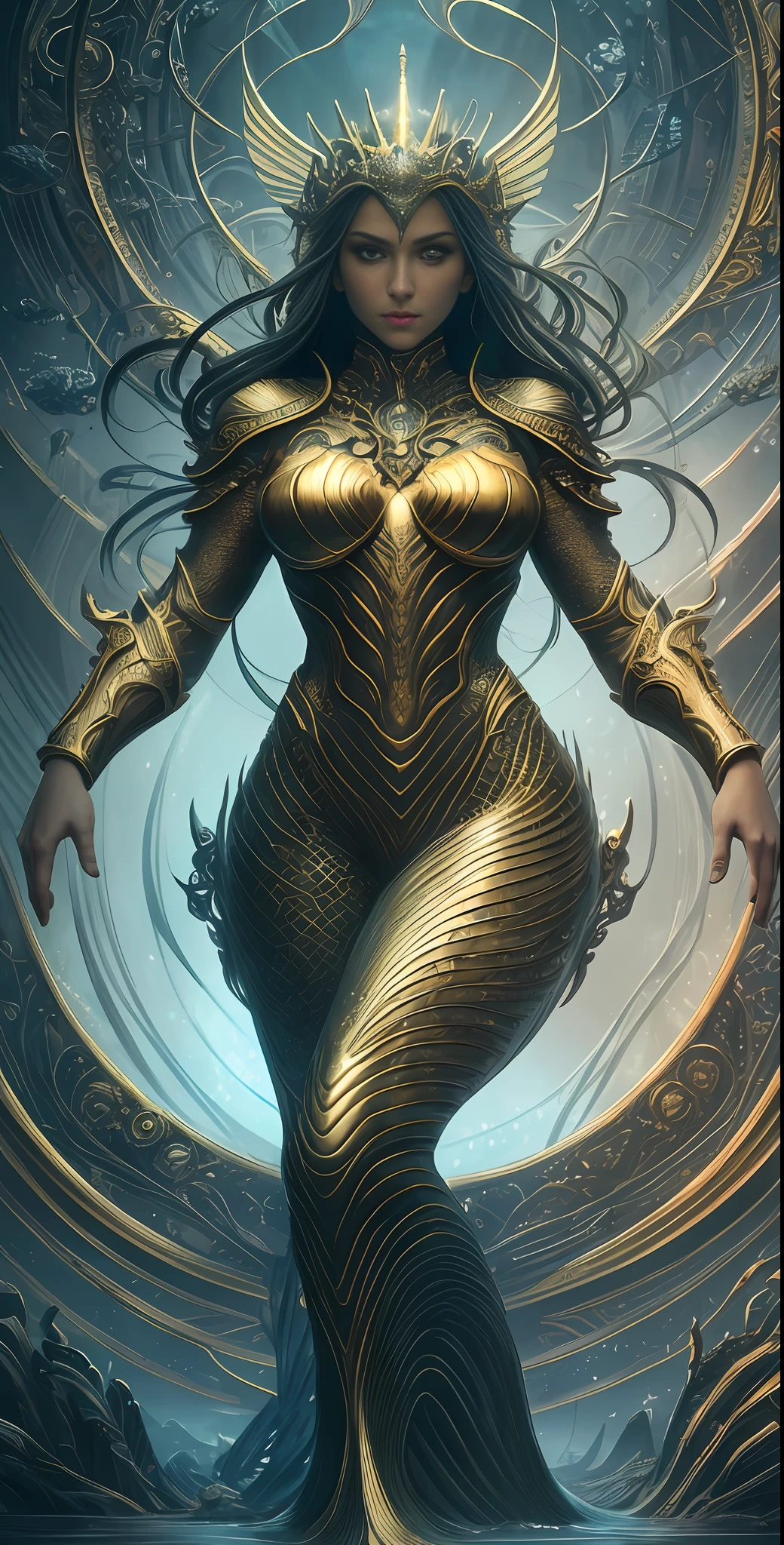 a mermaid princess, ((((full body)))) , underwater, showing perfect human face, beautiful nose, (beautiful eyes), (((8k resolution))) , insanely detailed and intricate, surreal, magic, hypermaximalist, elegant, hyper realistic, super detailed, Natural Lighting, Crepuscular Rays, smooth texture, 16x anisotropic filtering, ultra texture quality, symmetrical, (((quality))) (((micro))) (((detail))), sf, intricate artwork masterpiece, ominous, matte painting movie poster, golden ratio, trending on cgsociety, intricate, epic, trending on artstation, by artgerm, h. r. giger and beksinski, highly detailed, vibrant, production cinematic character render, ultra high quality model