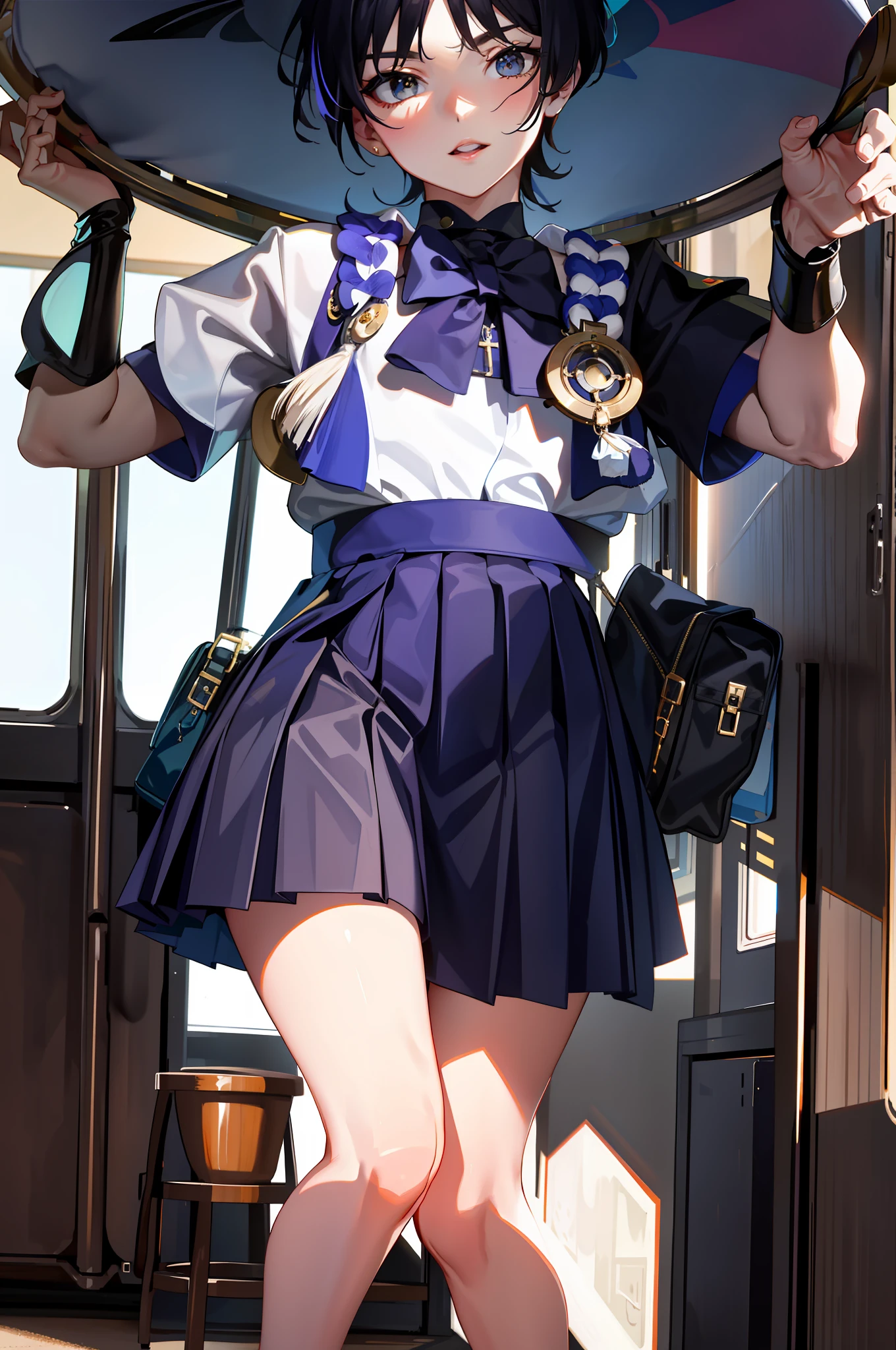 Pleated skirt, knees, legs